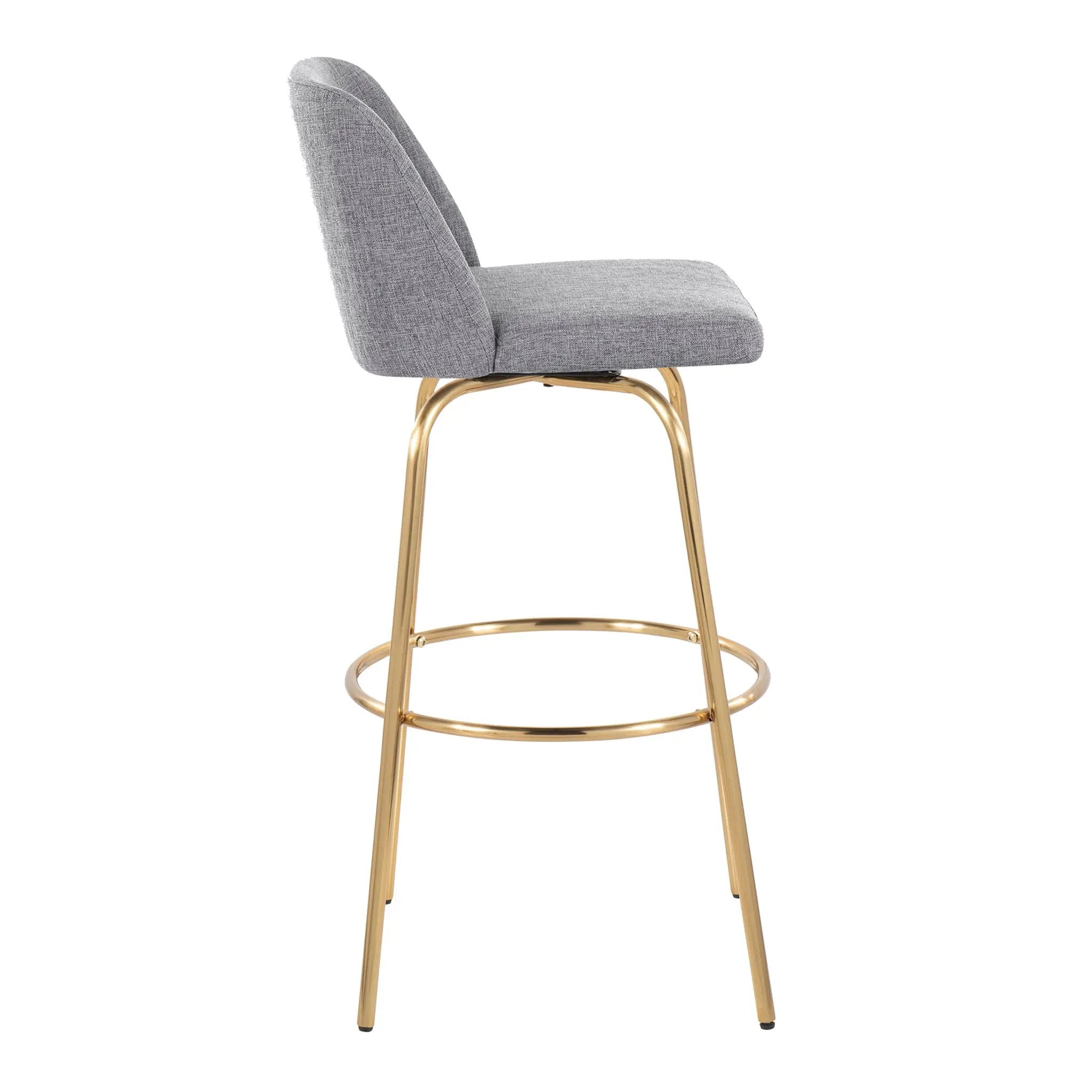Toriano - Contemporary Fixed Height Barstool With Swivel And Round Footrest (Set of 2) by HouseOfZazla