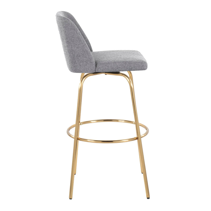 Toriano - Contemporary Fixed Height Barstool With Swivel And Round Footrest (Set of 2) by HouseOfZazla