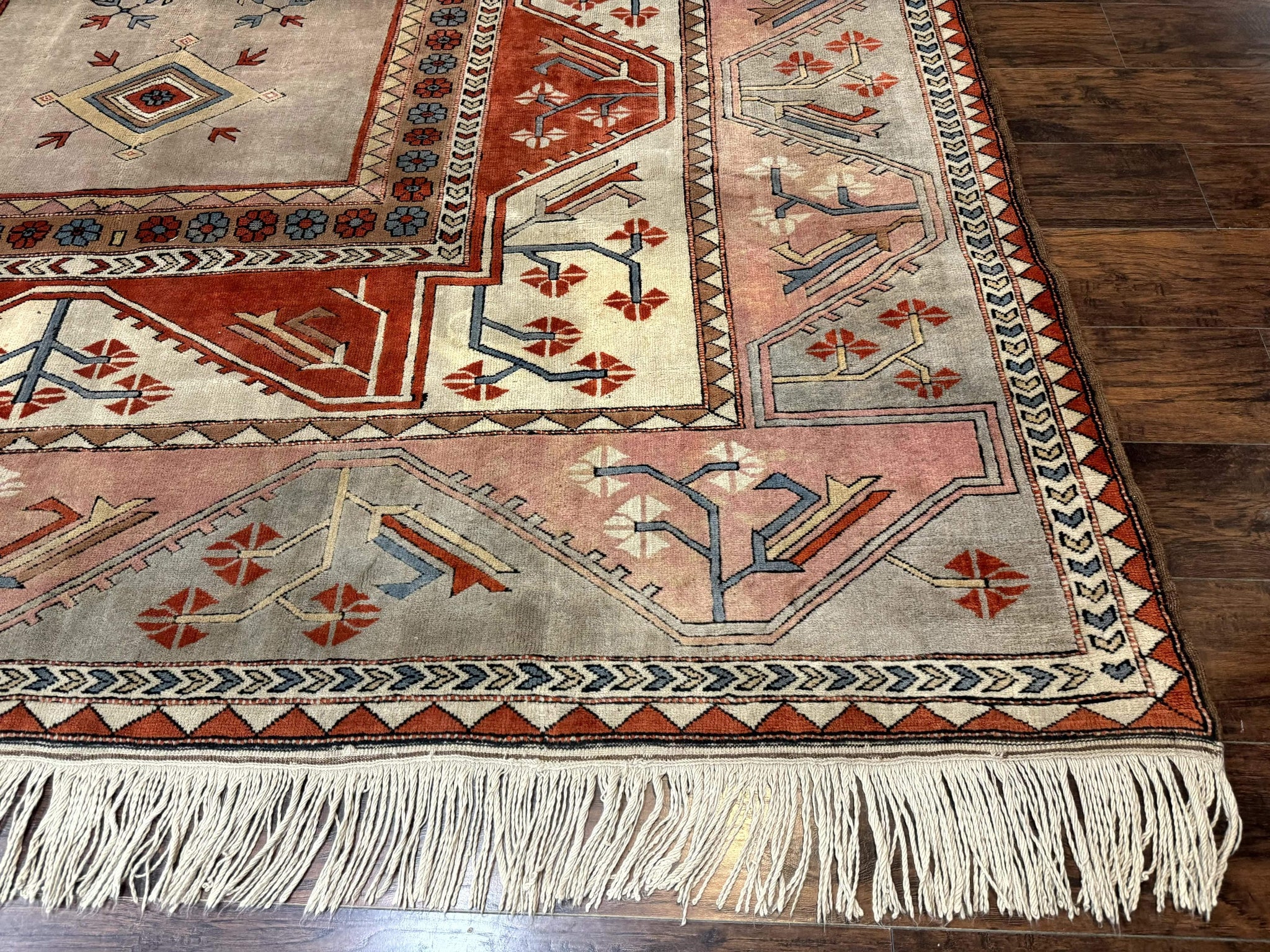 Large Turkish Milas Rug 10x13, Gray, Vintage, Wool on Wool by Jewel Rugs
