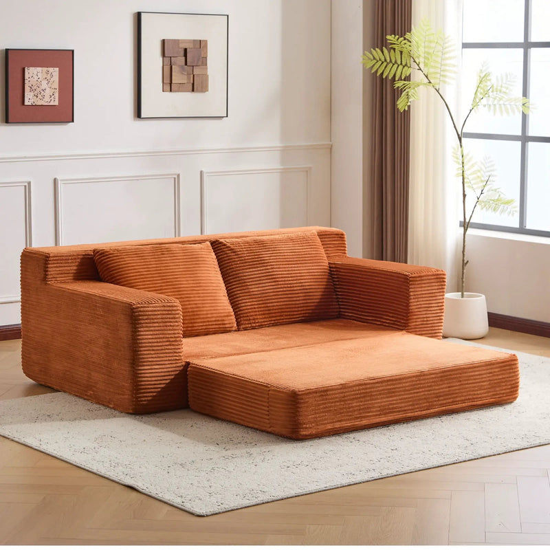 Comfortable Deep Seat Loveseat Sofa Bed, Reversible Cushion With Pillows by HouseOfZazla