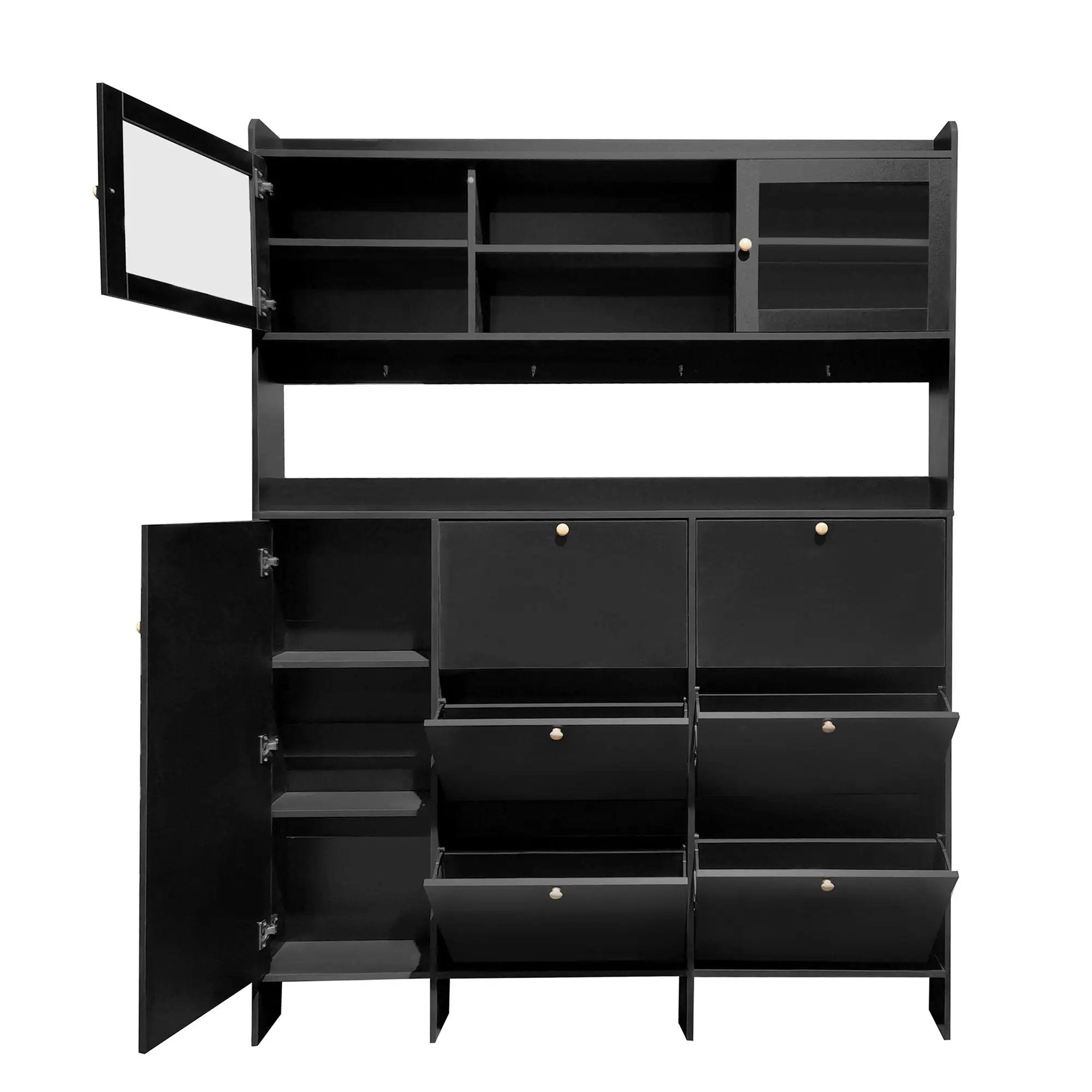 On Trend Multifunctional Tipping Bucket Shoe Cabinet With Storage Shelf & 6 Flip Drawers by HouseOfZazla