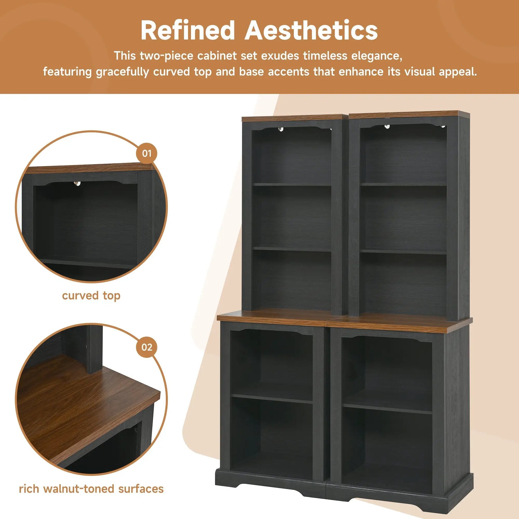 ON-TREND Two-Piece Elegant Freestanding Tall Cabinet by HouseOfZazla