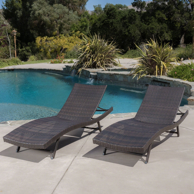 Kauai - Modern Style Wicker Chaise Lounge - Brown Multi by HouseOfZazla