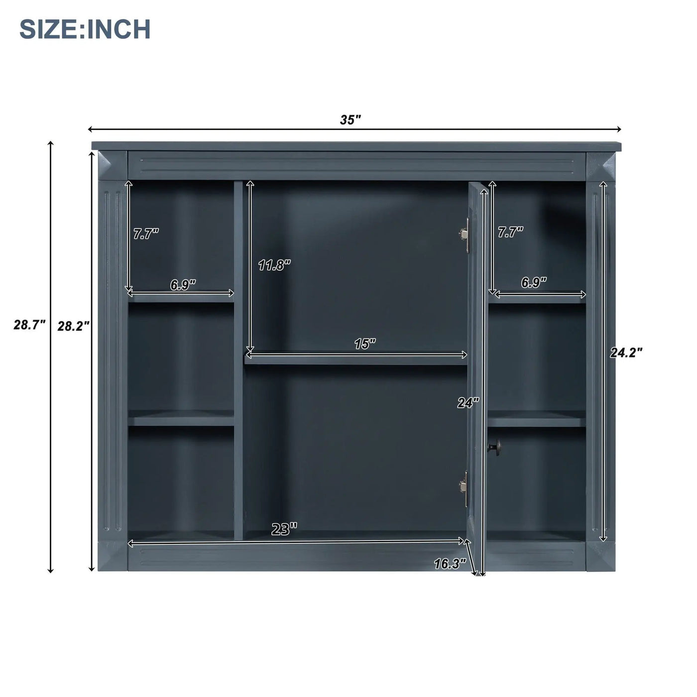 Wall Mounted Bathroom Storage Cabinet With Mirror, Cabinet With 6 Open Shelves And Adjustable Interior by Unique Piece Furniture