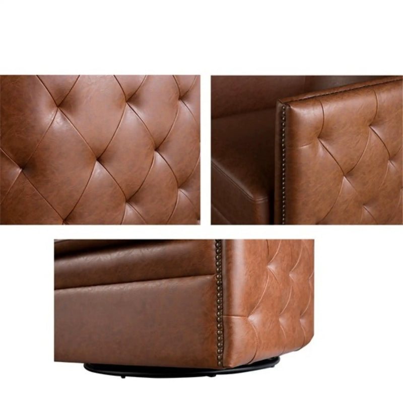 Swivel Chair With Tufted Barrel Design And Nailhead Accents by Unique Piece Furniture