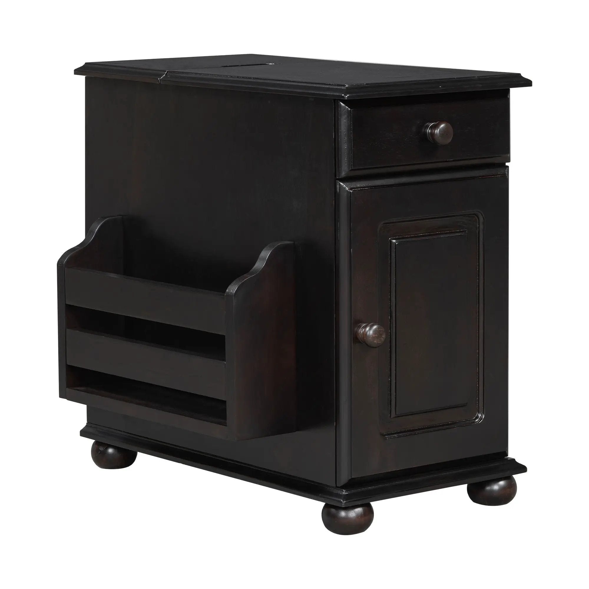 Vintage Flip Top Side Table With USB Ports by HouseOfZazla