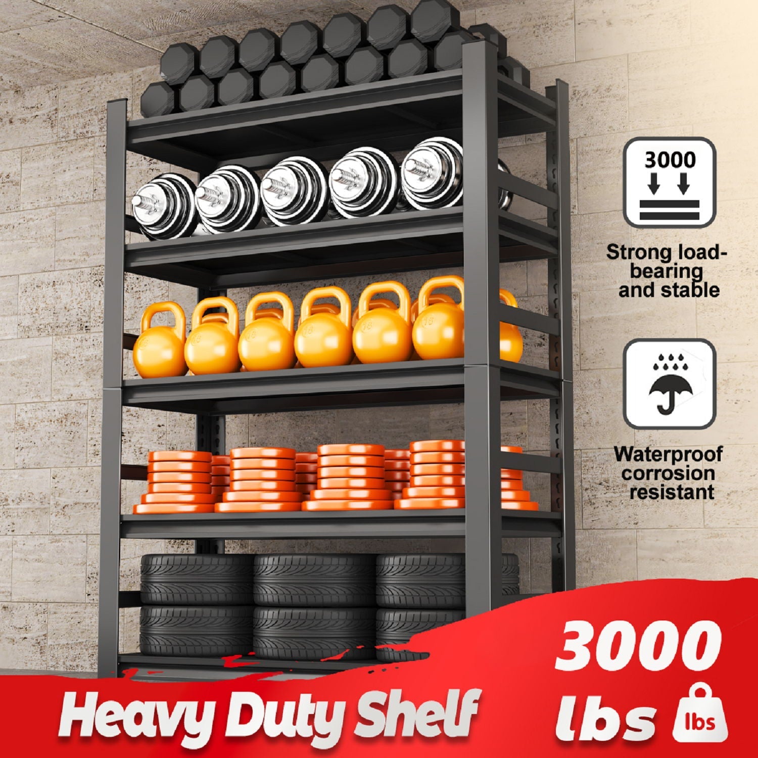 5 Tier Heavy Duty Shelving Unit Adjustable Shelving Units by HouseOfZazla