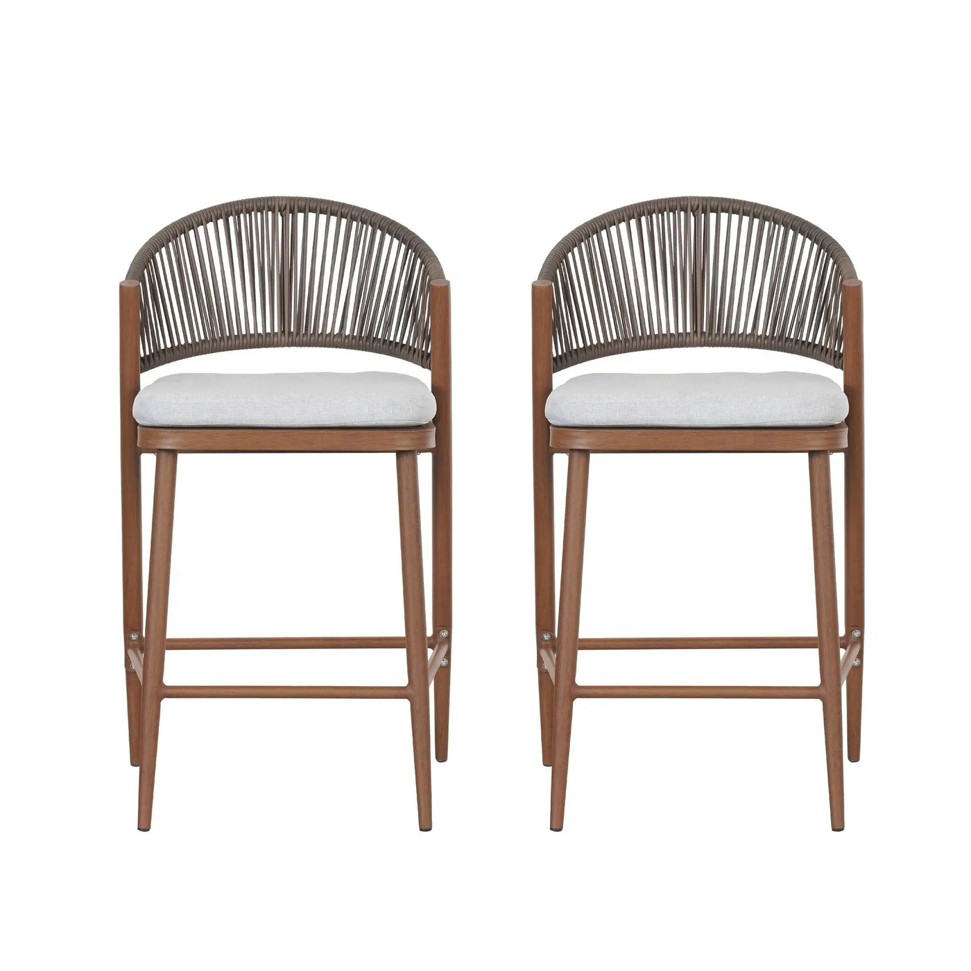 Outdoor 26" Counter Height Metal Frame Counter Stools With Scallop Shaped Backrest & Water Resistant Cushions by HouseOfZazla