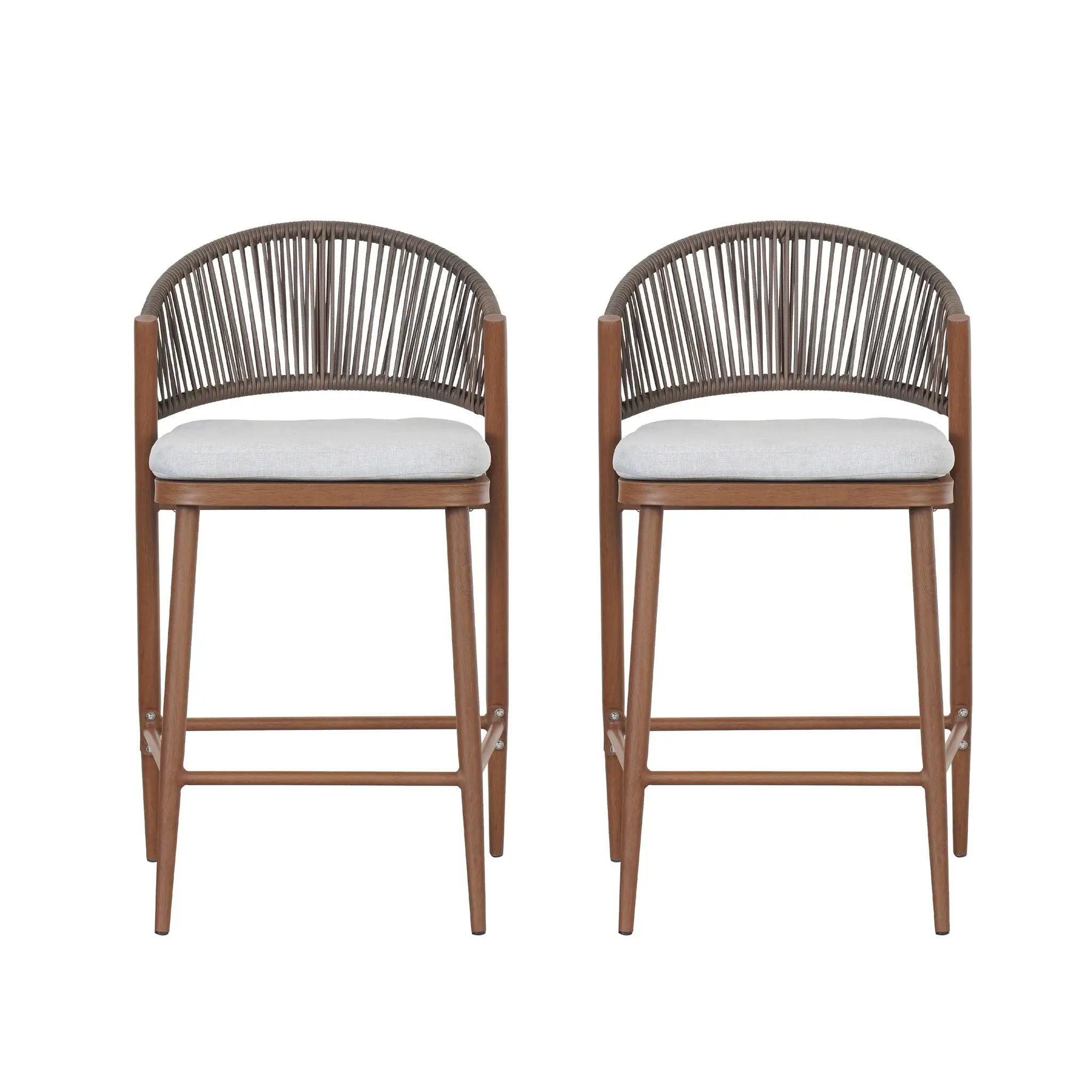 Outdoor 26" Counter Height Metal Frame Counter Stools With Scallop Shaped Backrest & Water Resistant Cushions by HouseOfZazla