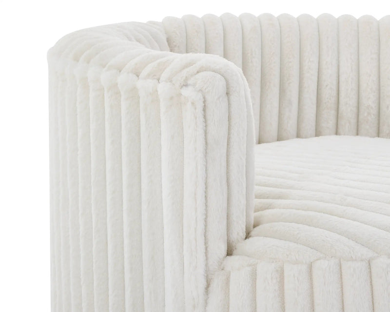 Malna Plush Wide Wale Corduroy Upholstered Barrel Accent Chair with Wheels by HouseOfZazla