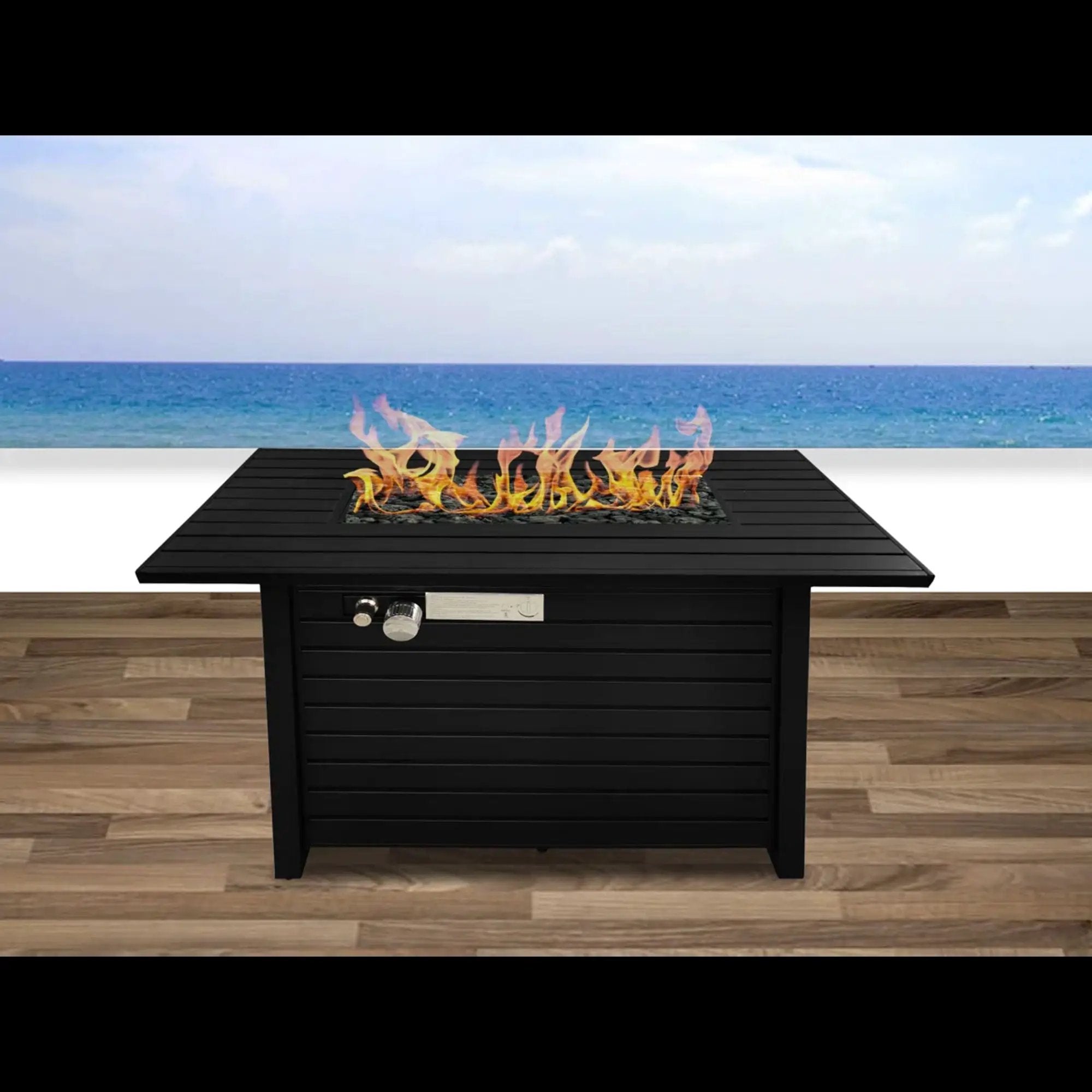 Outdoor Fire Pit Table With Lid, - Black by Unique Piece Furniture