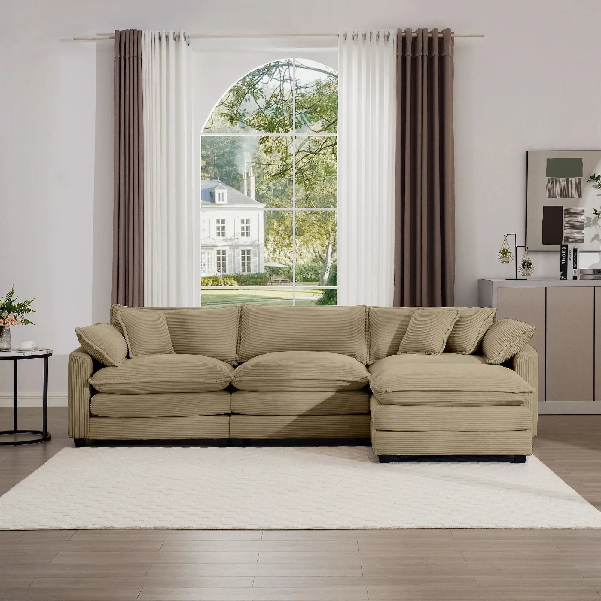 Modern Oversized Modular Cushion Sofa With Ottoman, Low Back, Deep Seating Sofa Set by HouseOfZazla