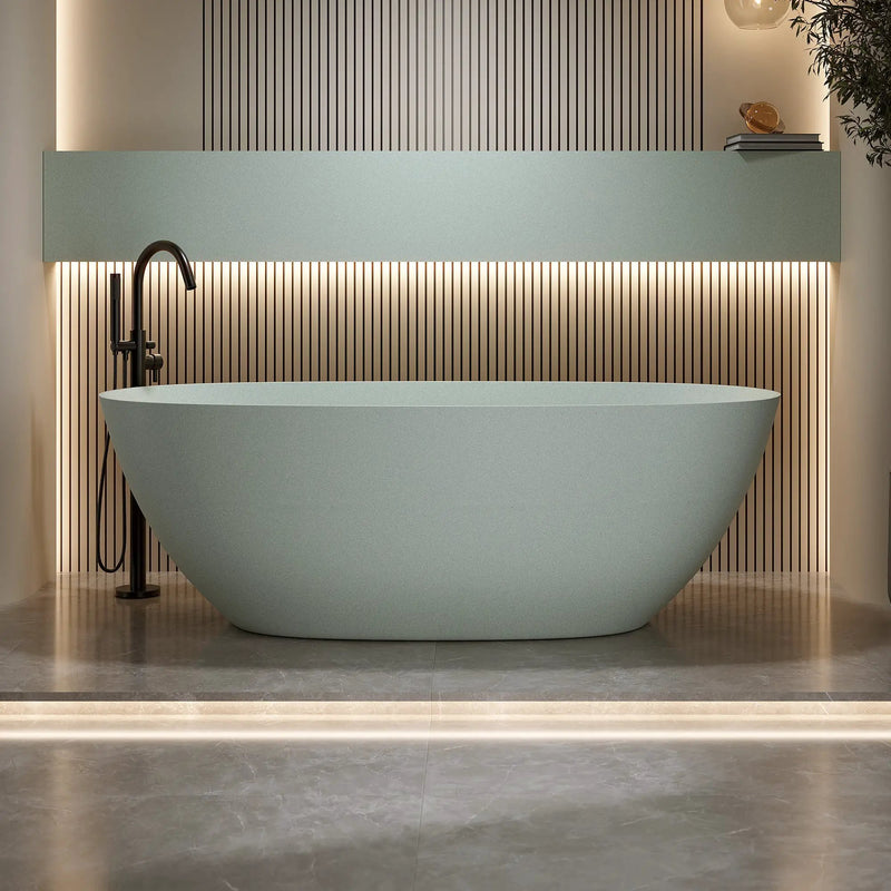 57'' Freestanding Bathtub Resin Stone Soaking Bathtub by HouseOfZazla