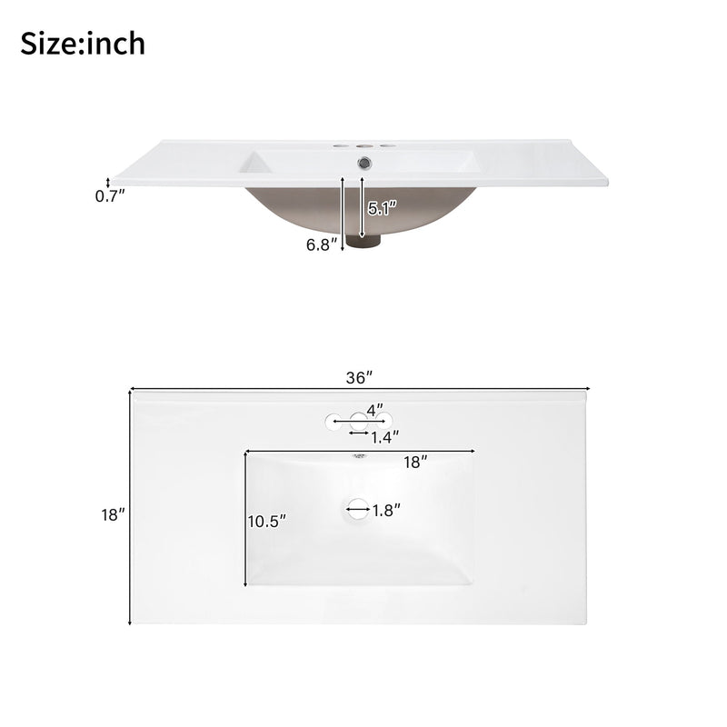 Bathroom Vanity With Sink, Soft Close Doors, Adjustable Shelf & 3 Drawers by HouseOfZazla