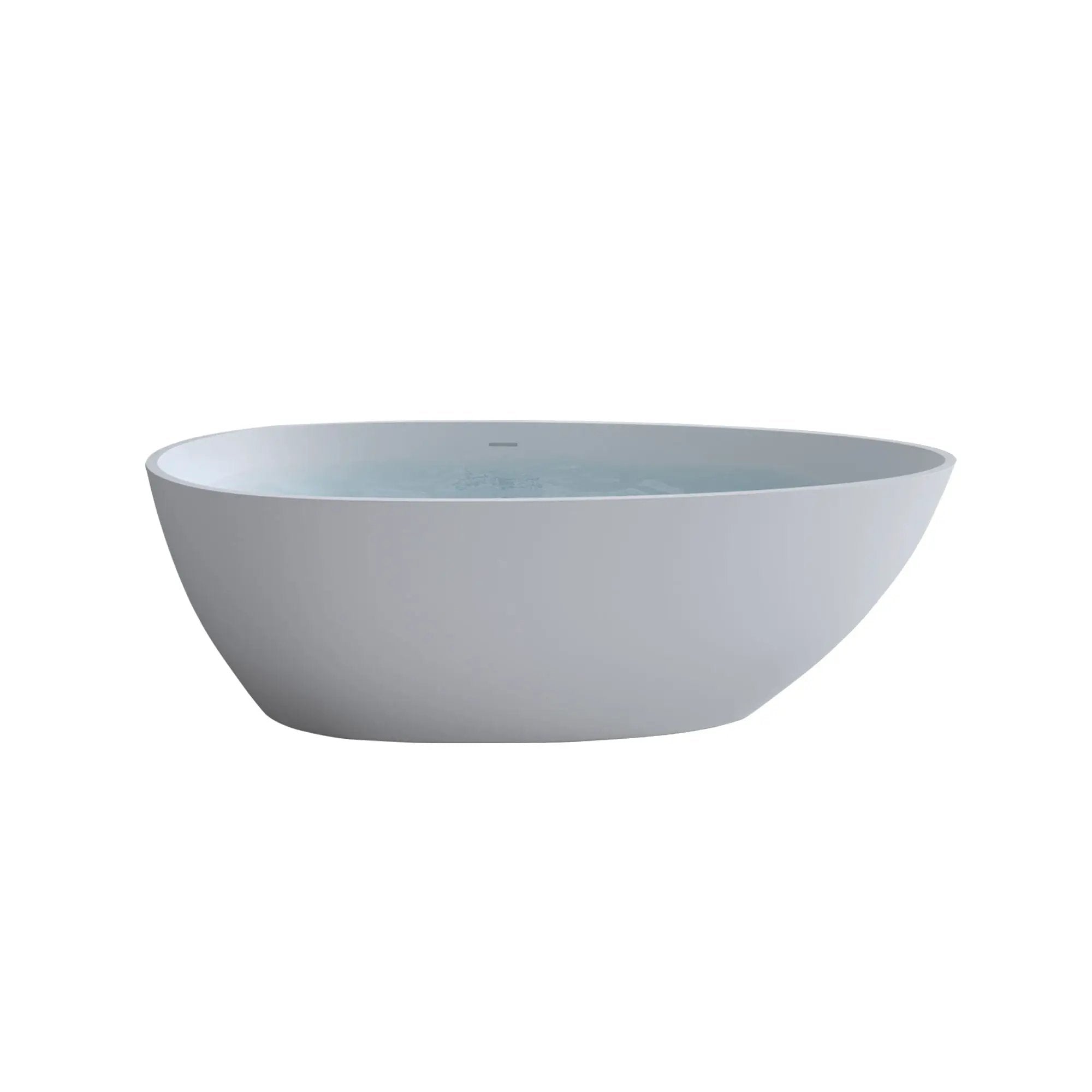Solid Surface Matte Tub, Freestanding Solid Surface Resin Stone Bathtub, Solid Surface Matte White Soaking Tub, Free Standing Tub With Overflow And Pop-Up Drain - Matte White by HouseOfZazla