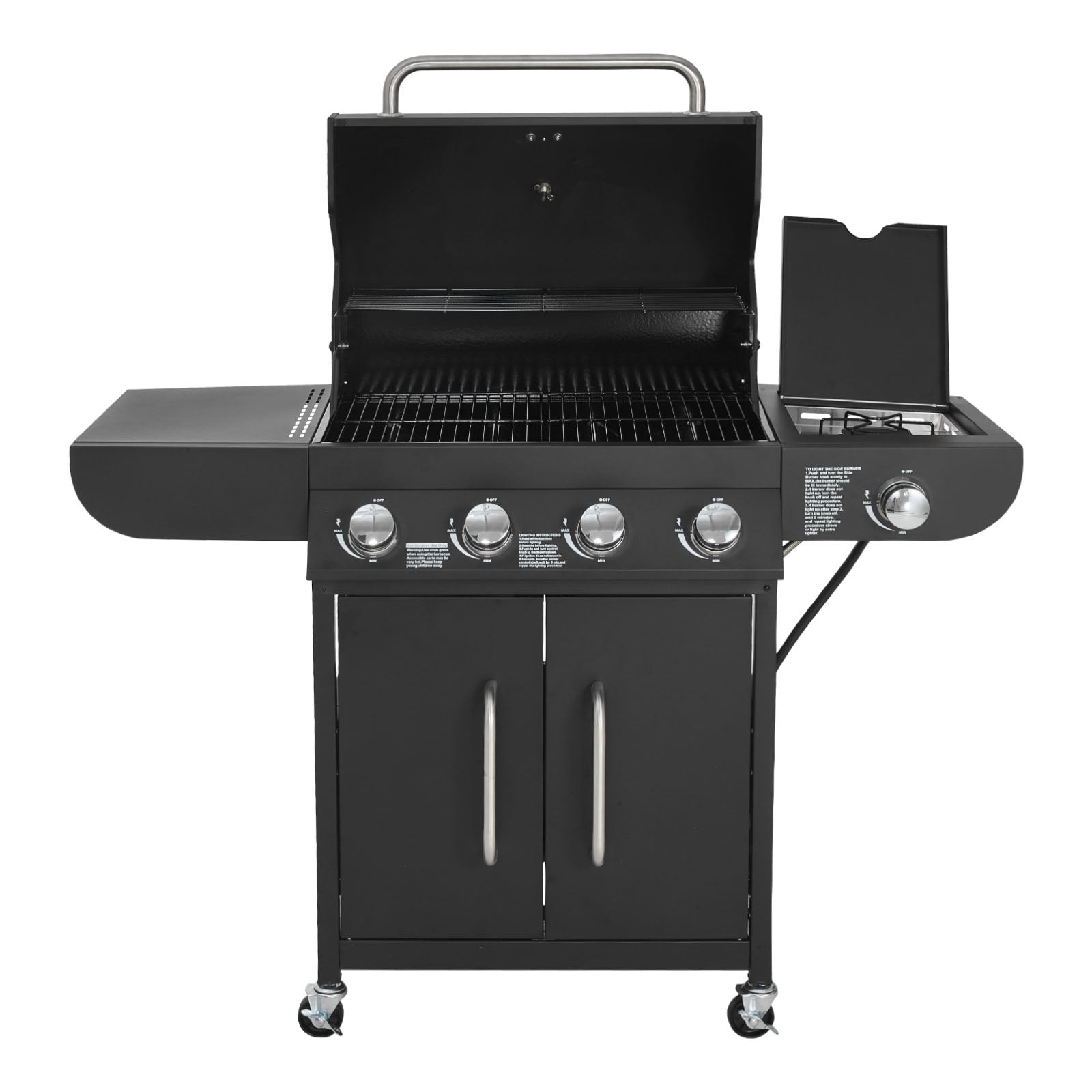 Gas Grill, 4 Burner Propane Gas Grill with Side Burner by HouseOfZazla
