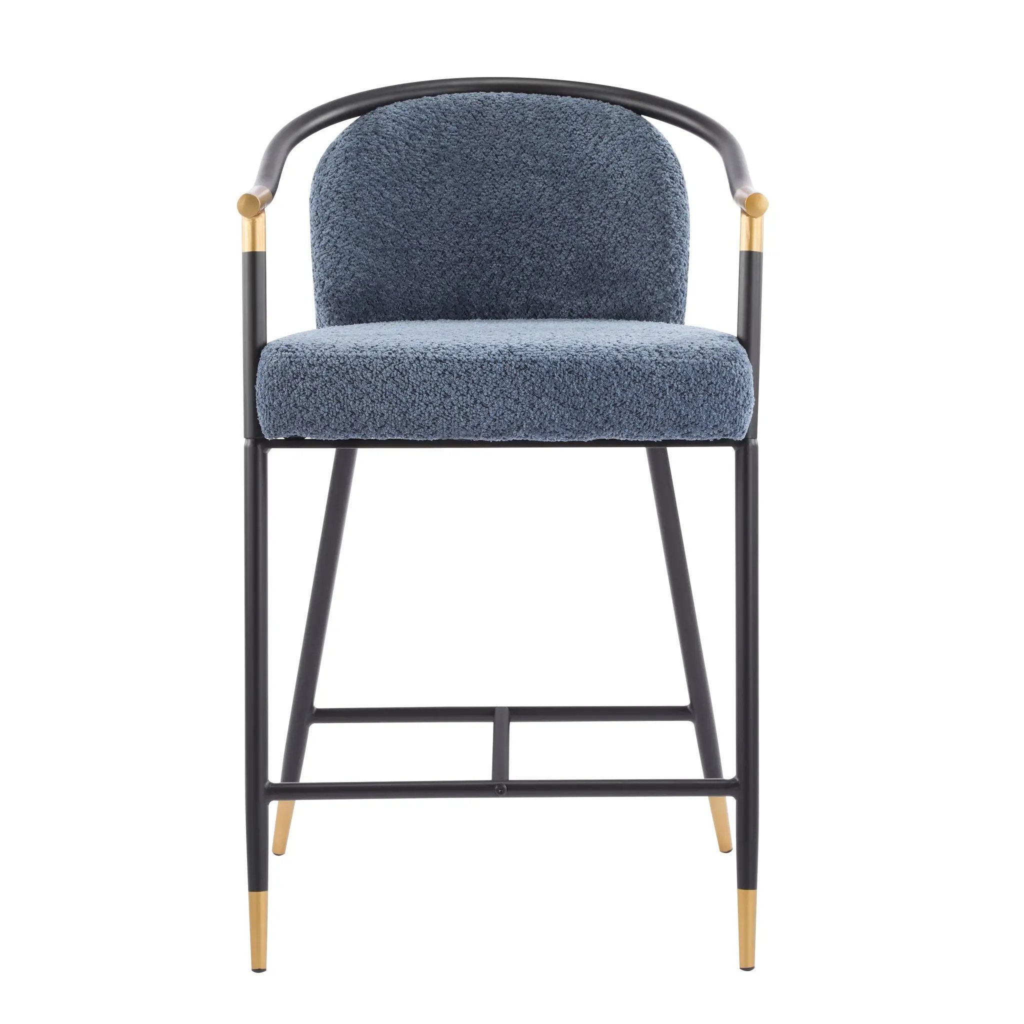 26" H Upholstered Counter Stool with Metal Frame (Set of 2) - Navy by HouseOfZazla