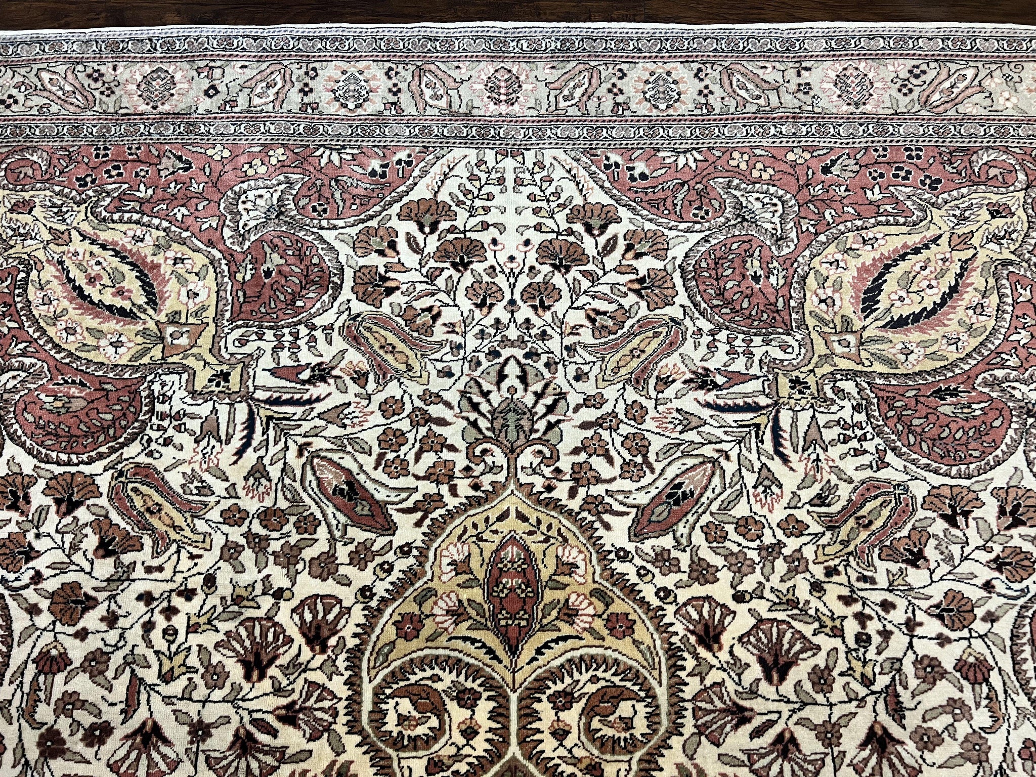 Turkish Sivas Rug 9x12, Handmade Vintage Wool Carpet, Cream Ivory by Jewel Rugs