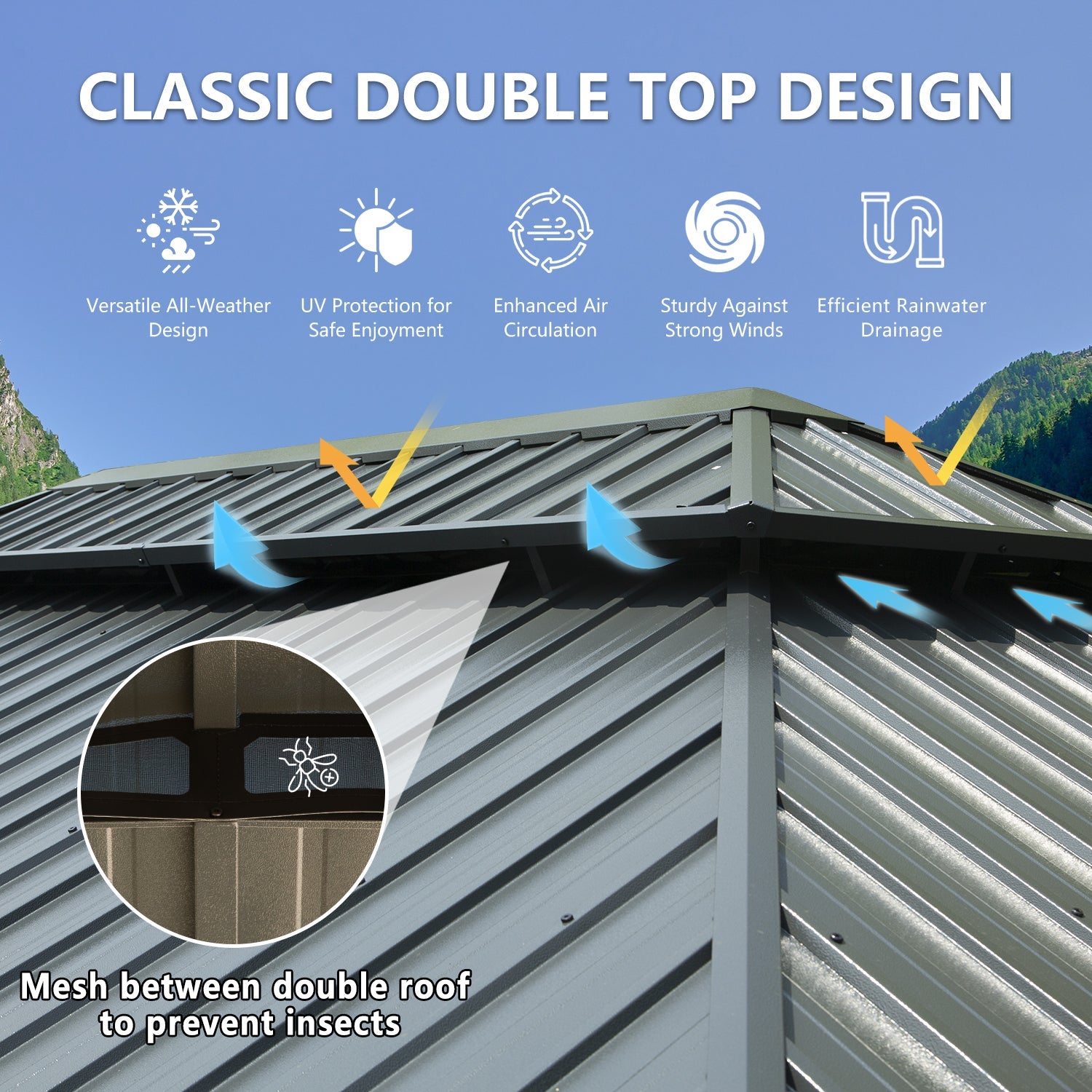 12' x 20' Hardtop Gazebo with Double Roof Canopy by HouseOfZazla