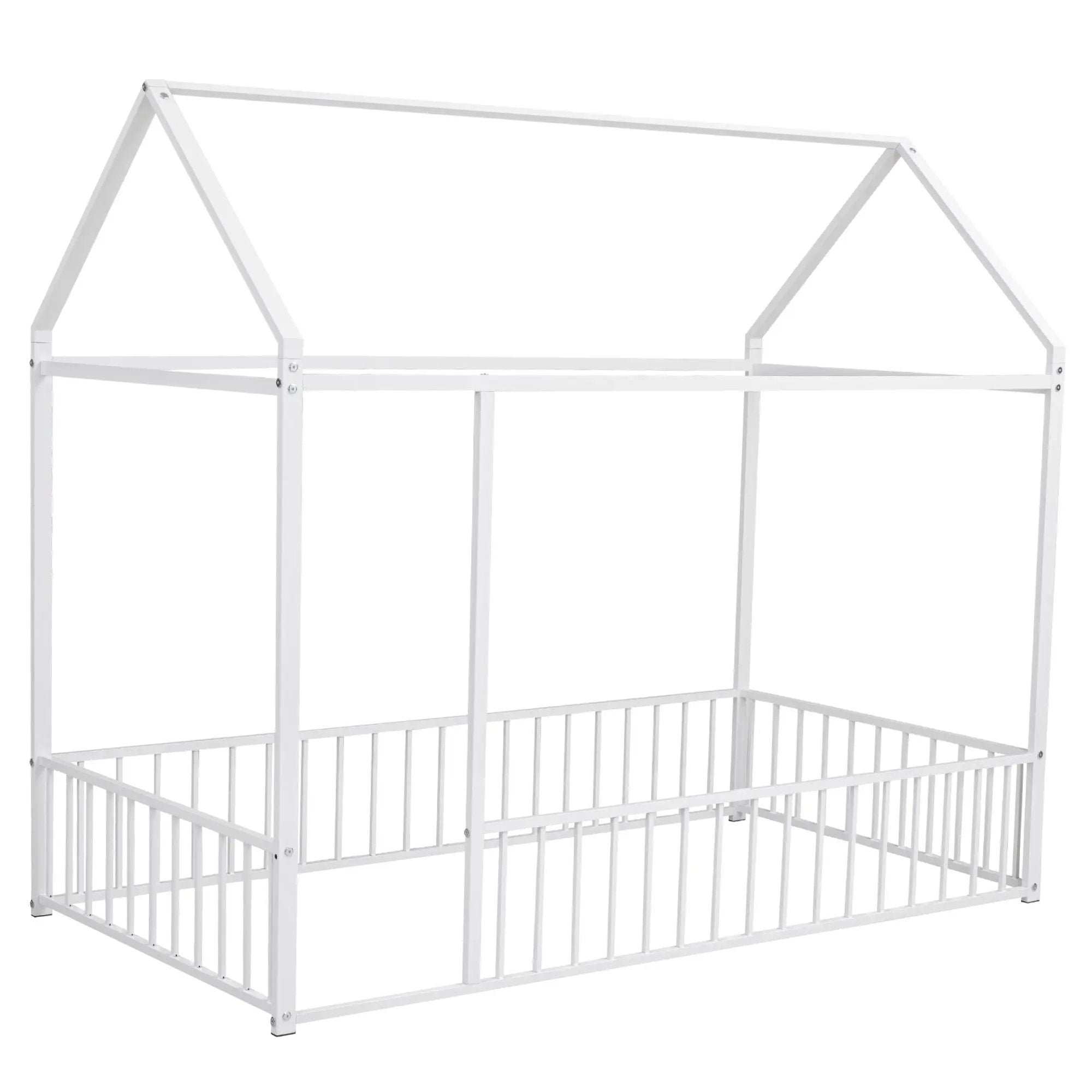 Metal Bed House Bed Frame With Fence by HouseOfZazla