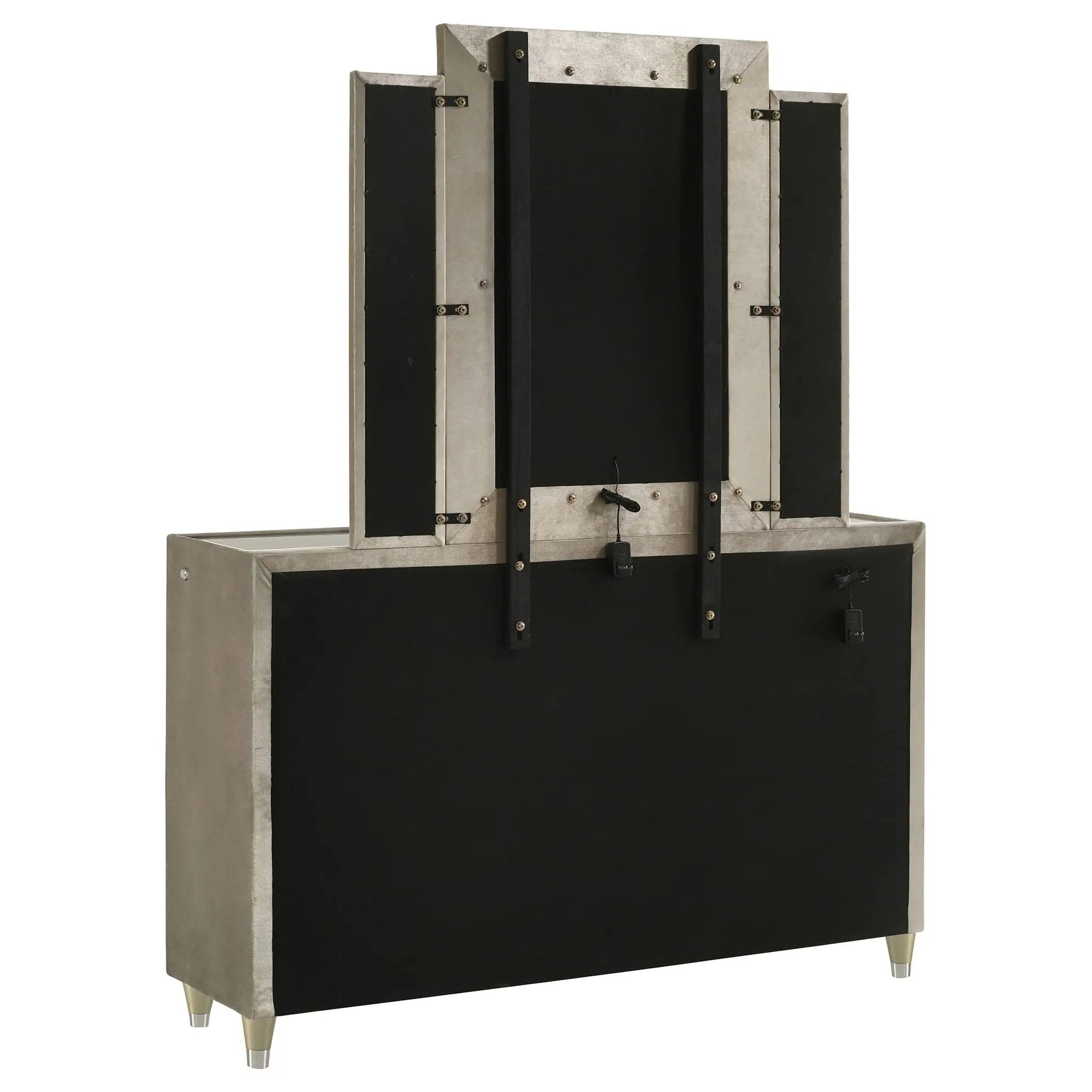Lorient 8-drawer LED Dresser with Mirror Ivory and Camel by Unique Piece Furniture
