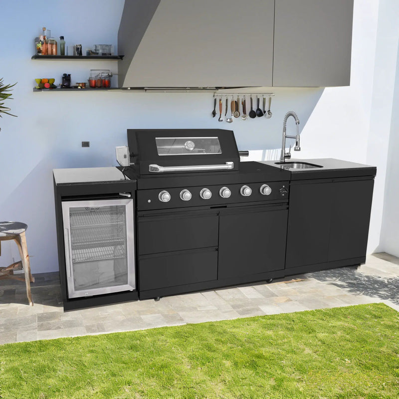 104" 4-Burner 72000 BTU Black Outdoor Kitchen Island Grill with Storage Cabinets & Drawers by Chery Industrial
