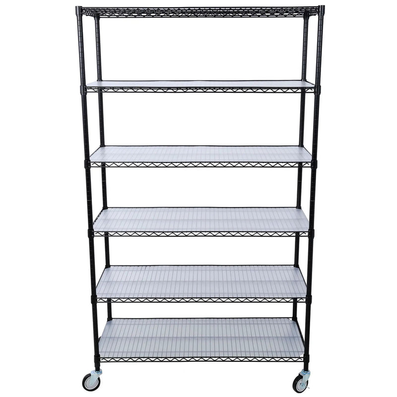 6 Tier 6000Lbs Capacity Nsf Metal Shelf Wire Shelving Unit, Heavy Duty Adjustable Storage Rack With Wheels & Shelf Liners For Commercial Grade Utility Steel Storage Rack by Unique Piece Furniture