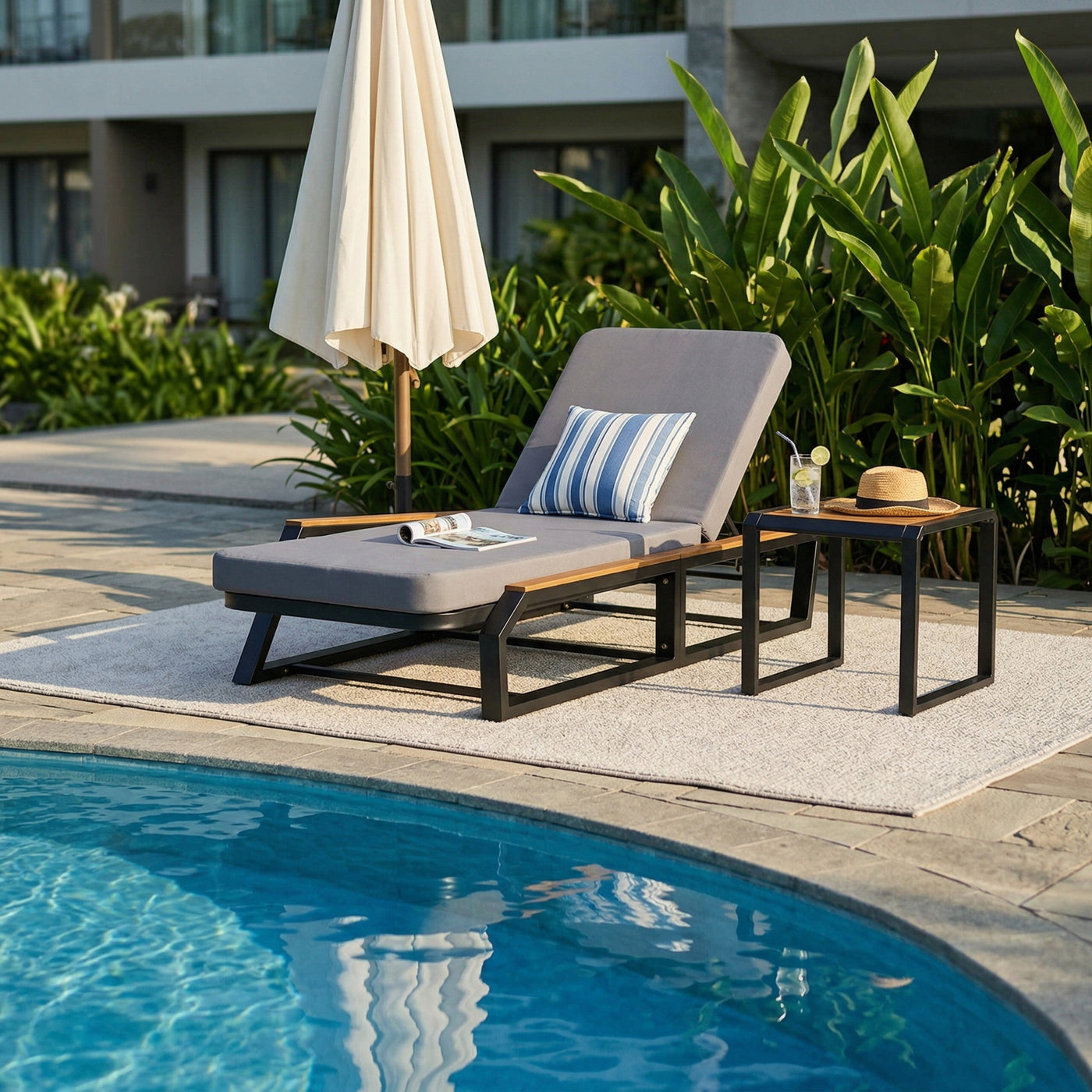 3-Piece Adjustable 5-Position Outdoor Chaise Lounge Set by HouseOfZazla