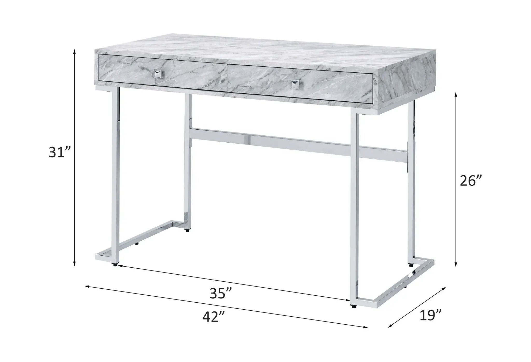Tigress - Printed Faux Marble Top Writing Desk - White by Unique Piece Furniture