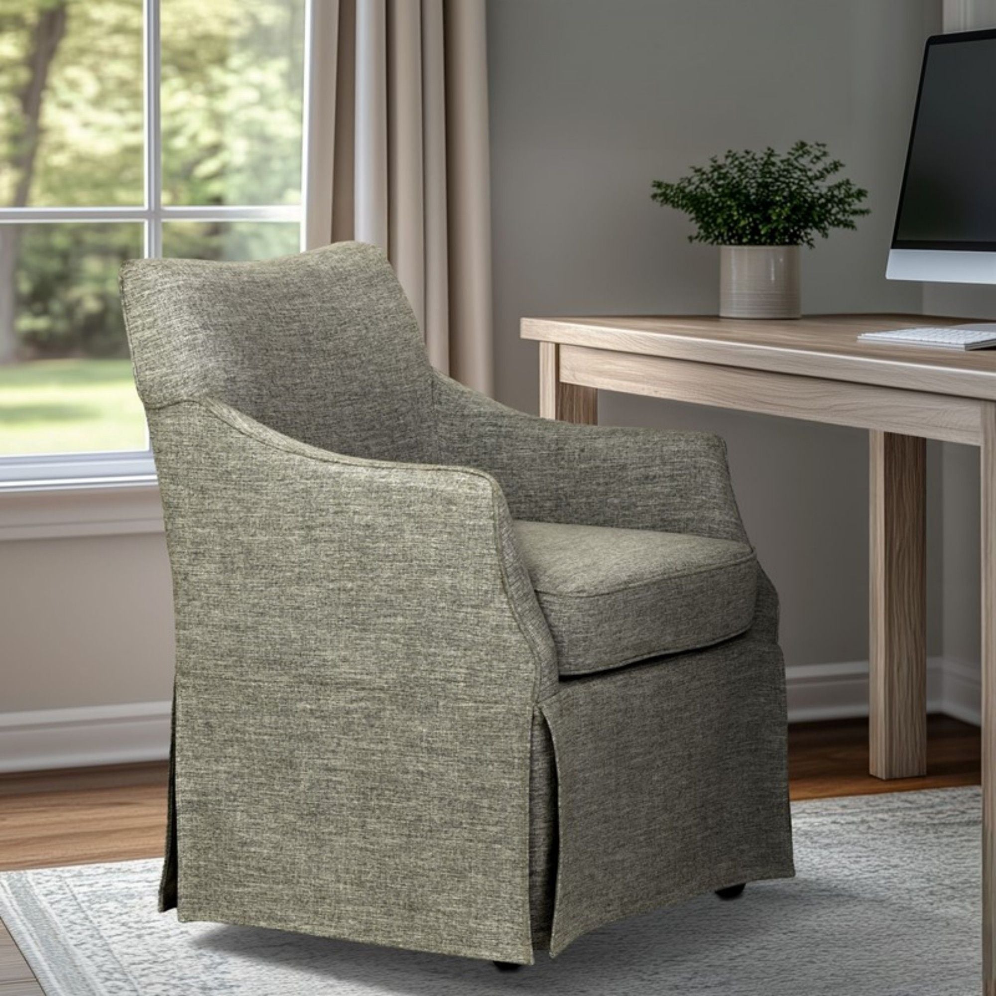 London - Upholstered Skirted Dining Arm Chair by HouseOfZazla