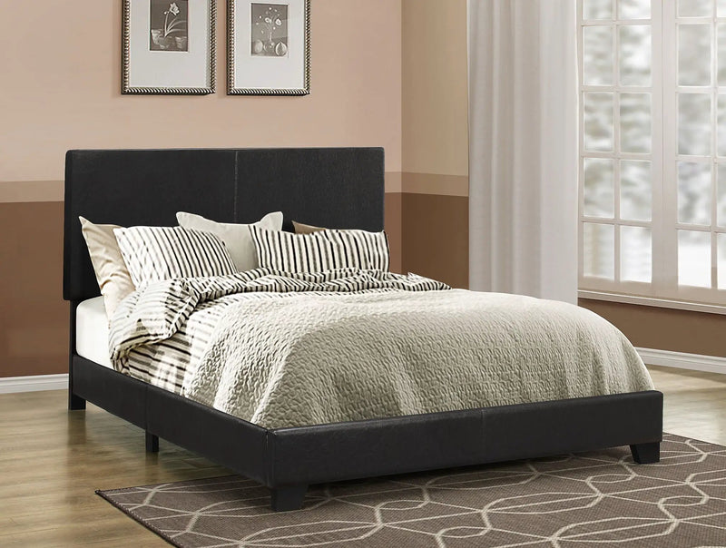 Dorian Faux Leather Upholstered Full Panel Bed Black by Unique Piece Furniture