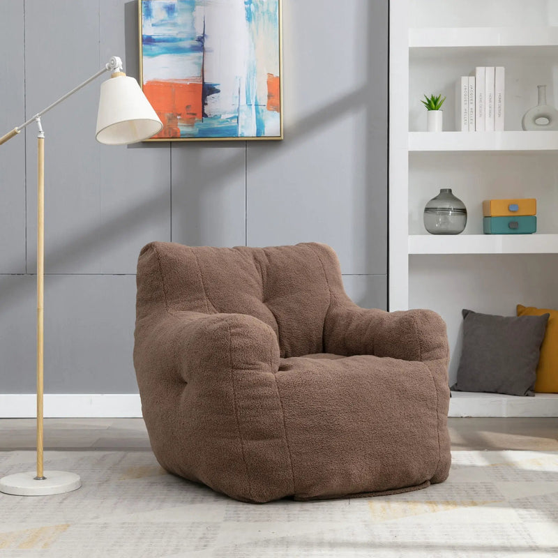 Soft Teddy Fabric Tufted Foam Bean Bag Chair With Teddy Fabric by HouseOfZazla
