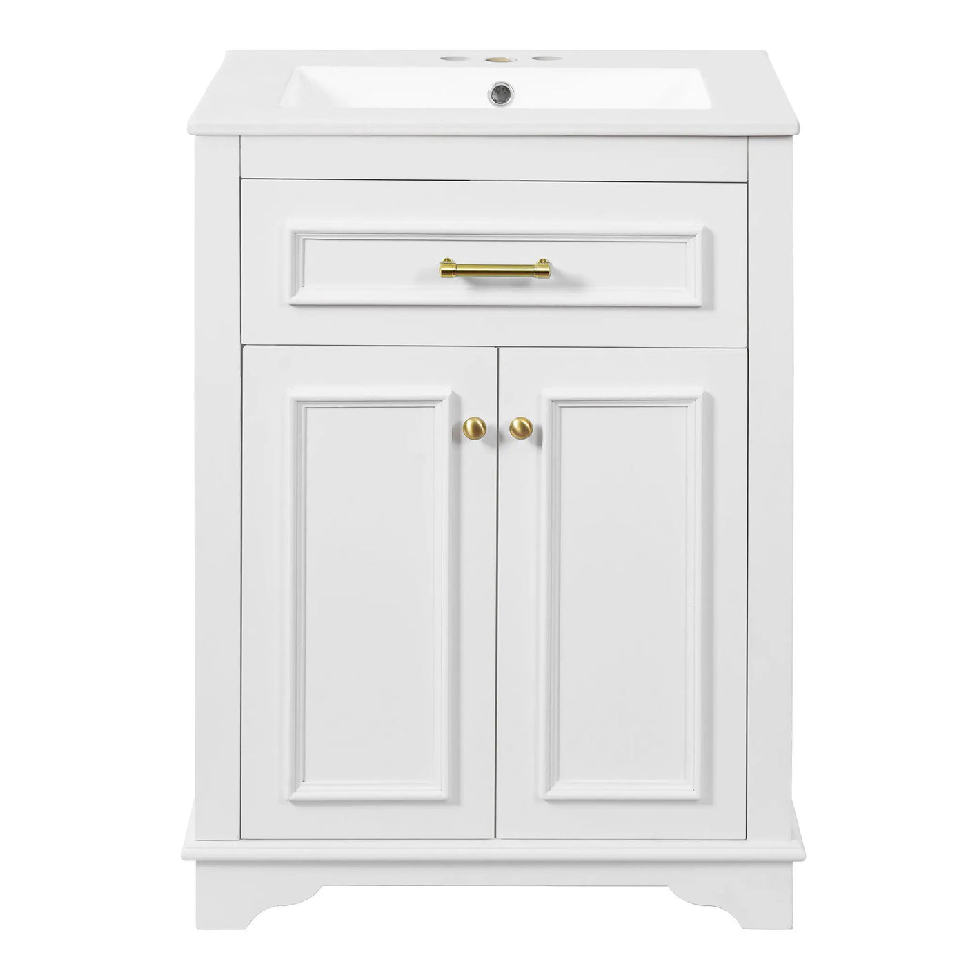Bathroom Vanity With Integrated Sink, 2 Door Cabinet With Tip Out Drawer, Rectangular Design by Unique Piece Furniture