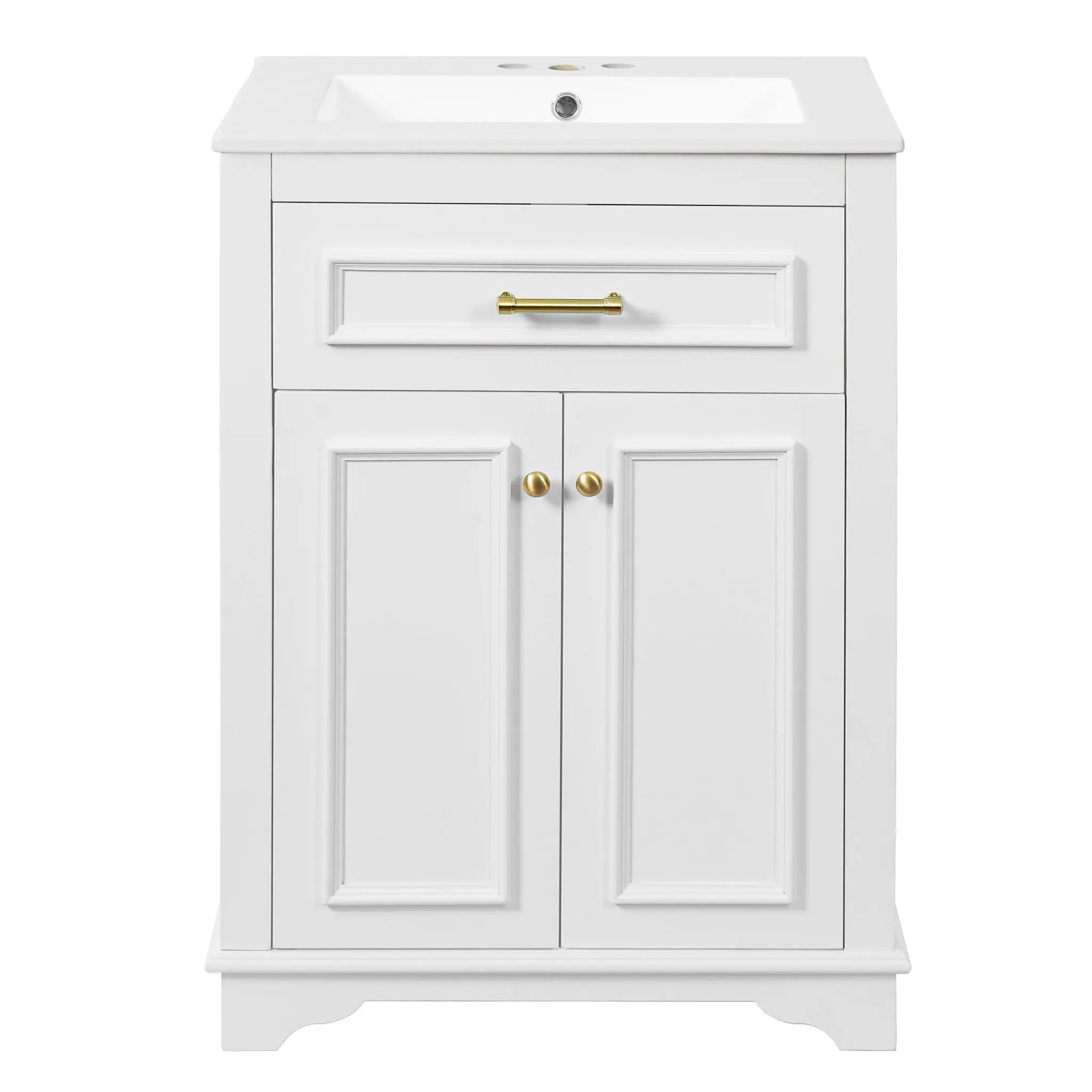 Bathroom Vanity With Integrated Sink, 2 Door Cabinet With Tip Out Drawer by HouseOfZazla