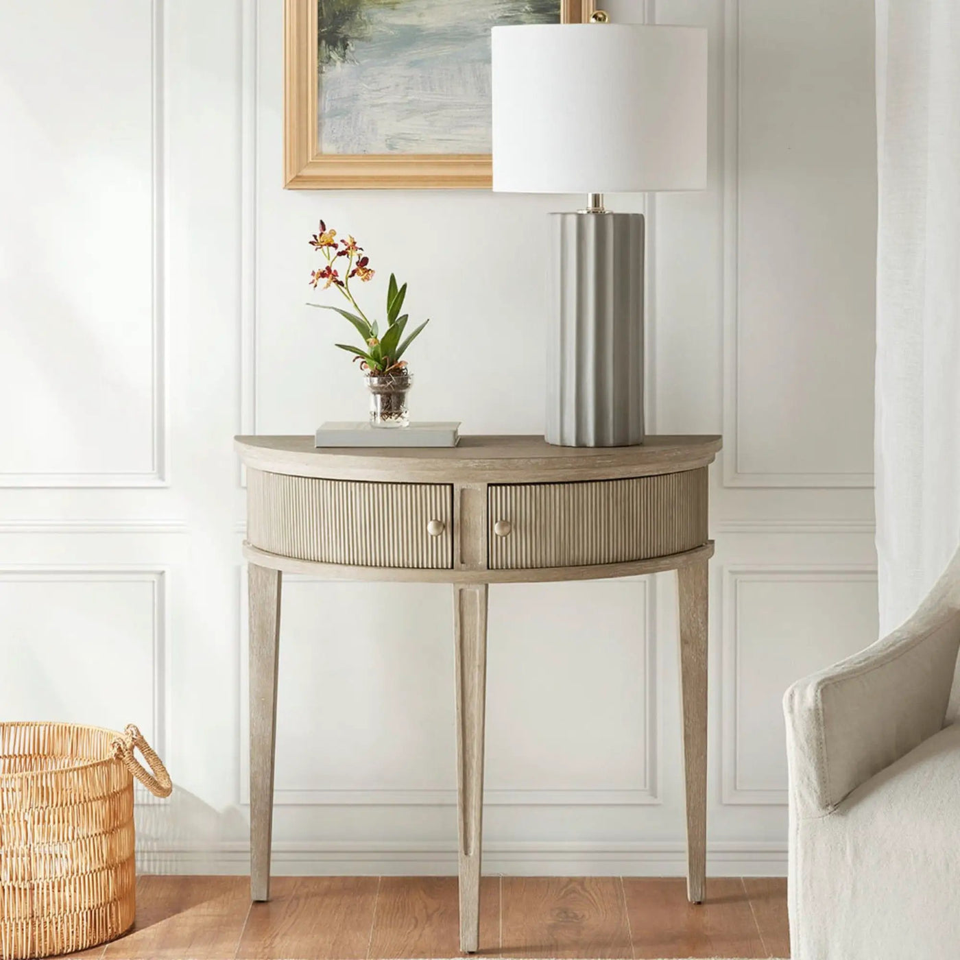 Vintage Inspired Storage Console Table With Fluted Doors by HouseOfZazla