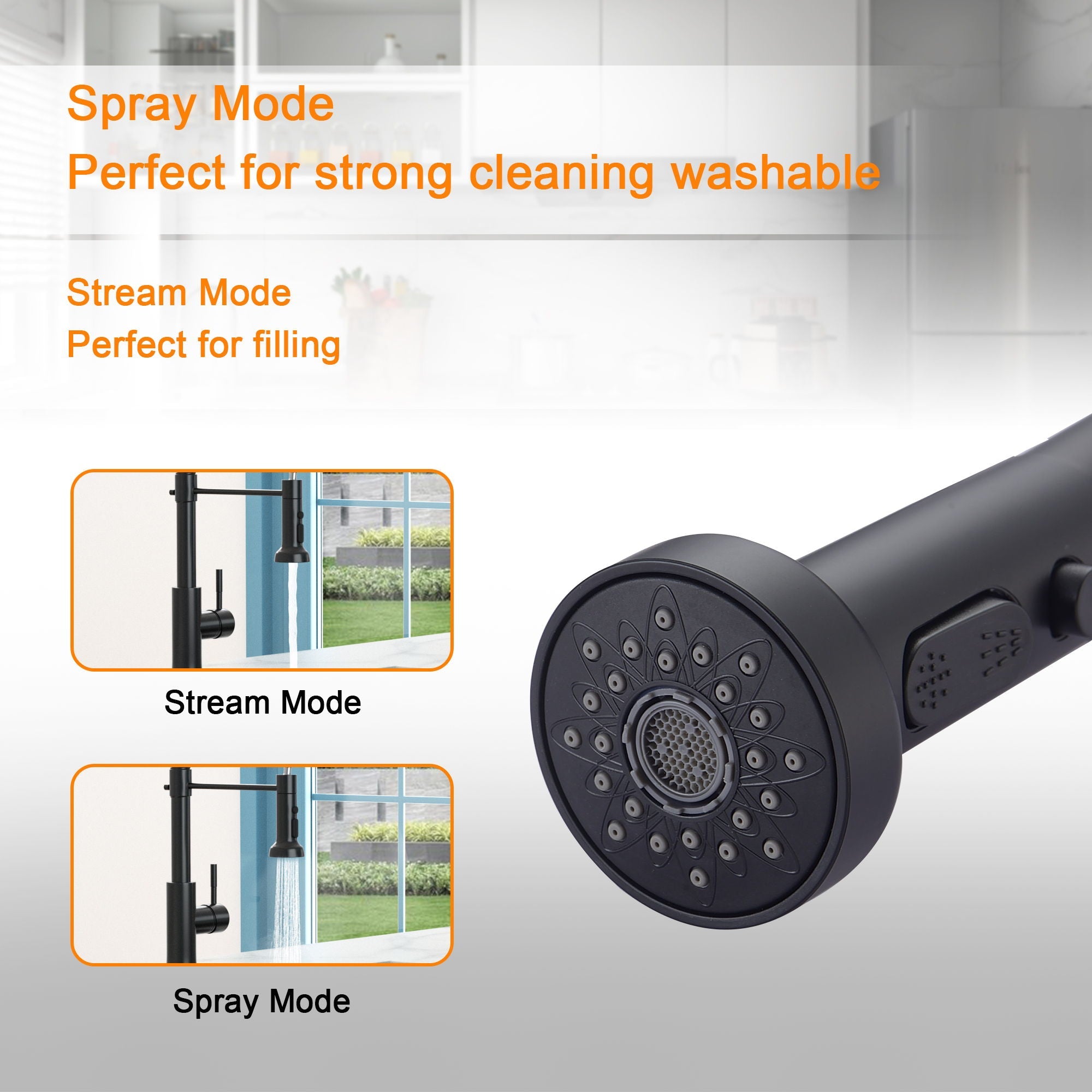 16.9" Kitchen Sink Faucet With Separate Handle And Pull Down Sprayer, Lead Free Brass - Matte Black by HouseOfZazla
