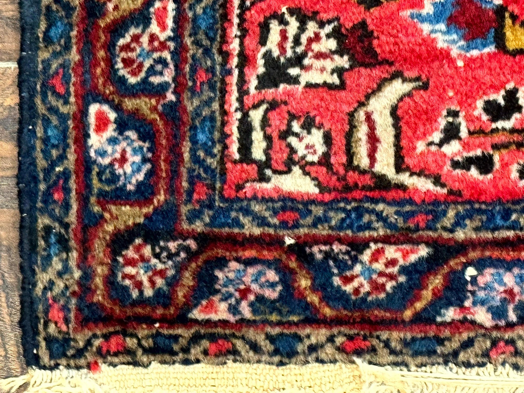 Small Antique Persian Tribal Rug 2x3, Red, Floral, Handmade, Hamadan Rug by Jewel Rugs