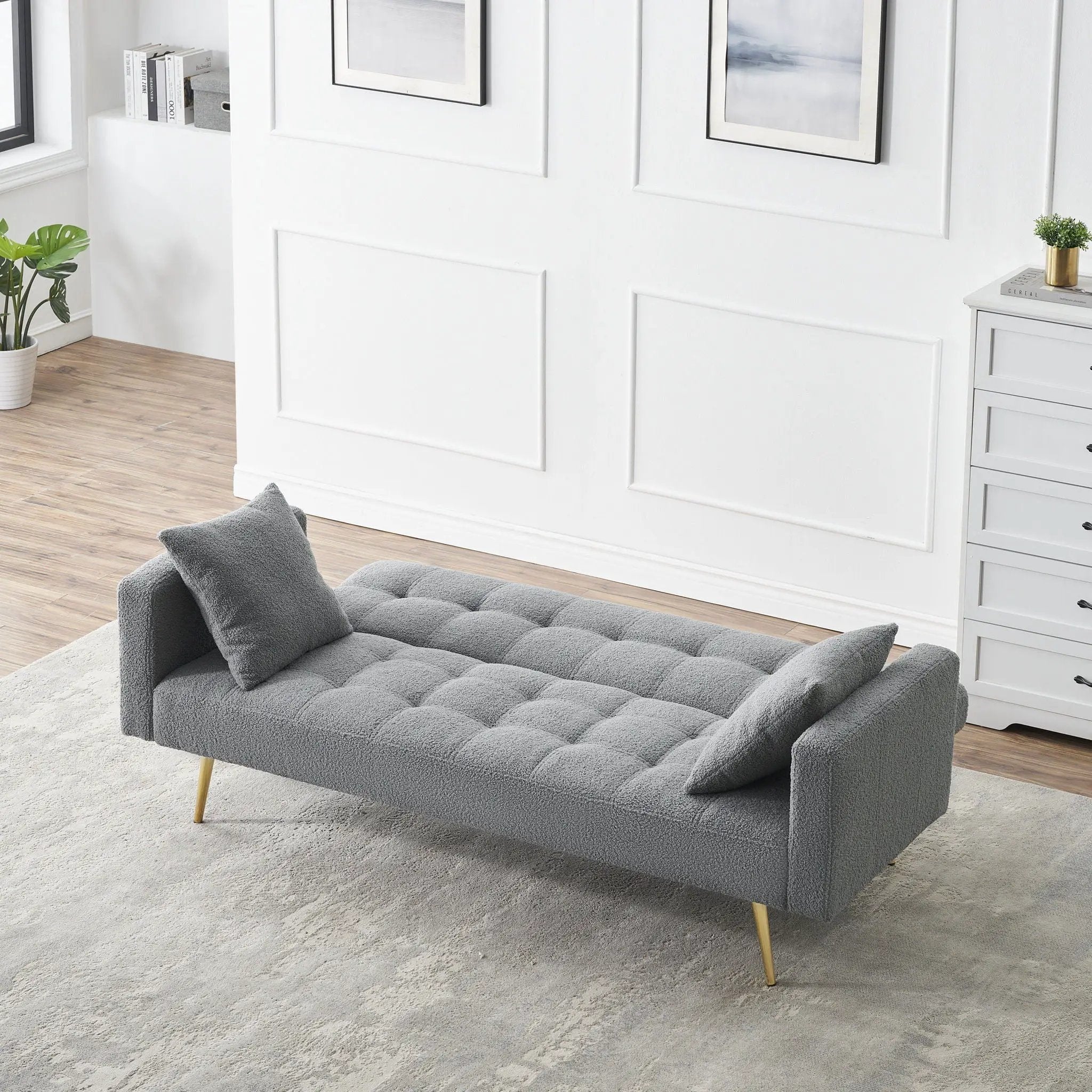 Teddy Fleece Sofa Bed With Luxurious Throw Pillows by HouseOfZazla