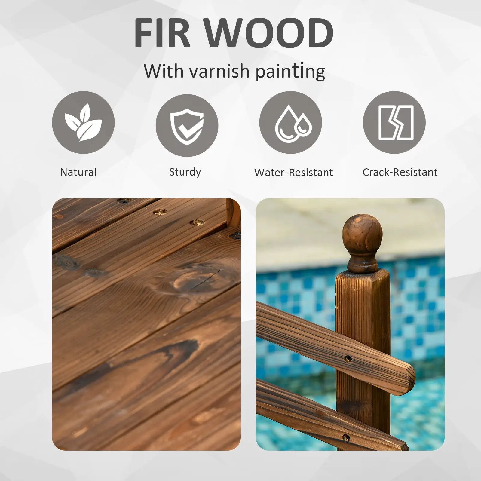 Outsunny - Fir Wood Garden Bridge Arc Walkway With Side Railings, Perfect For Backyards, Gardens, & Streams, Carbonized - Brown by Unique Piece Furniture