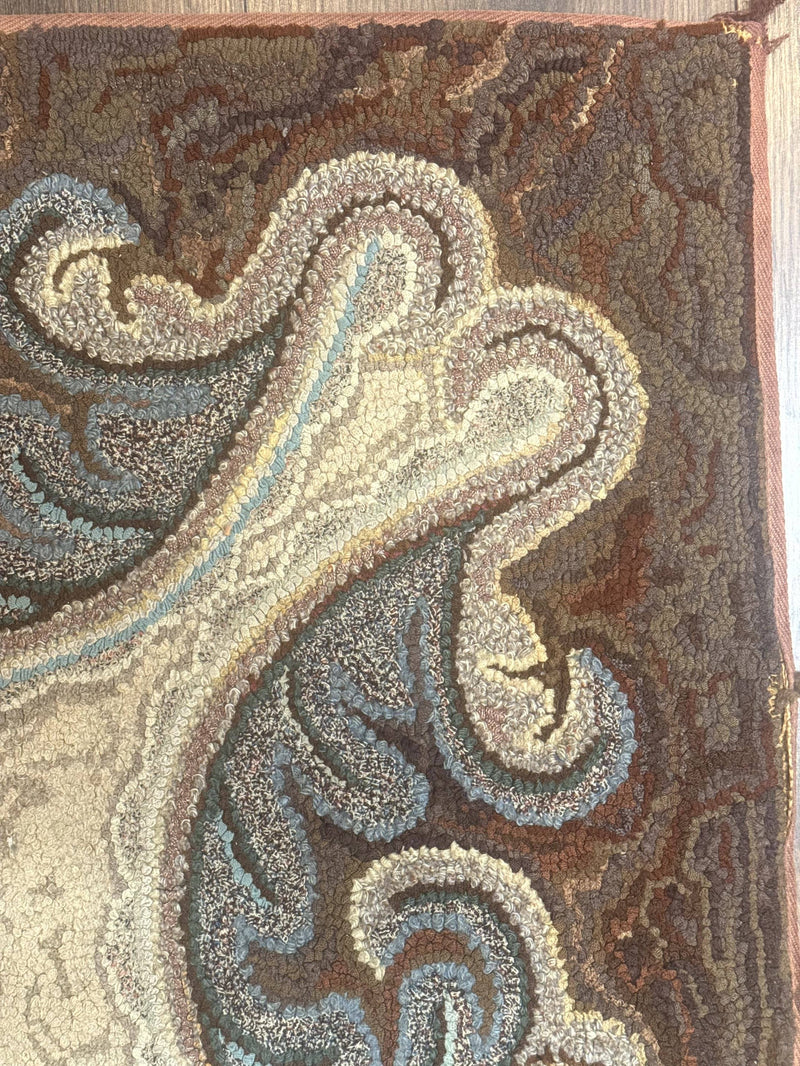 Antique American Hooked Rug 3 x 4.6, Vintage, Floral by Jewel Rugs