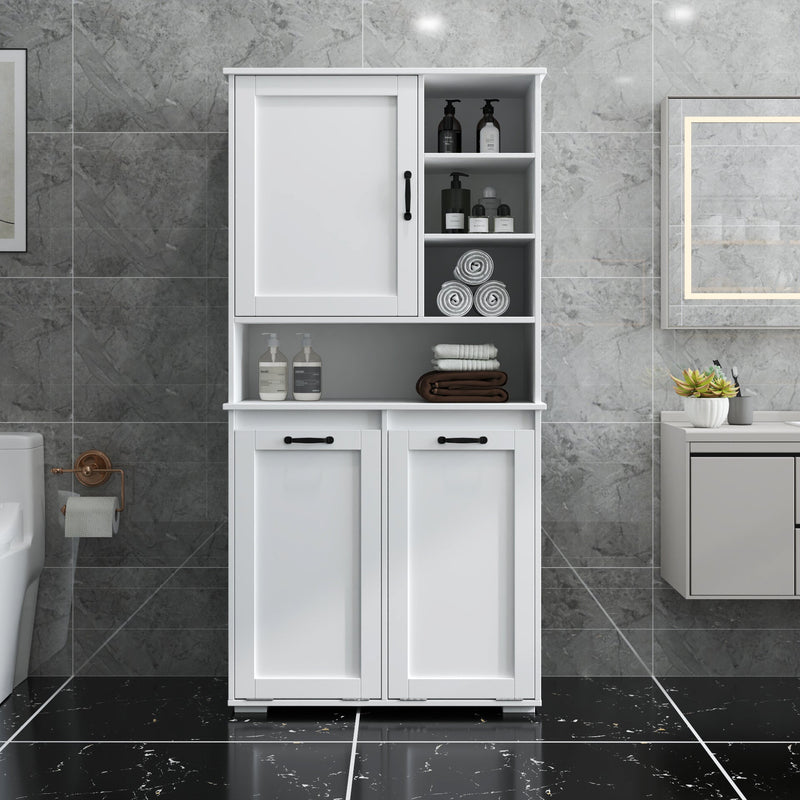 Laundry Cabinet with Doors and Shelf, Tilt-Out Laundry Hamper, Multiple Storage Space by HouseOfZazla