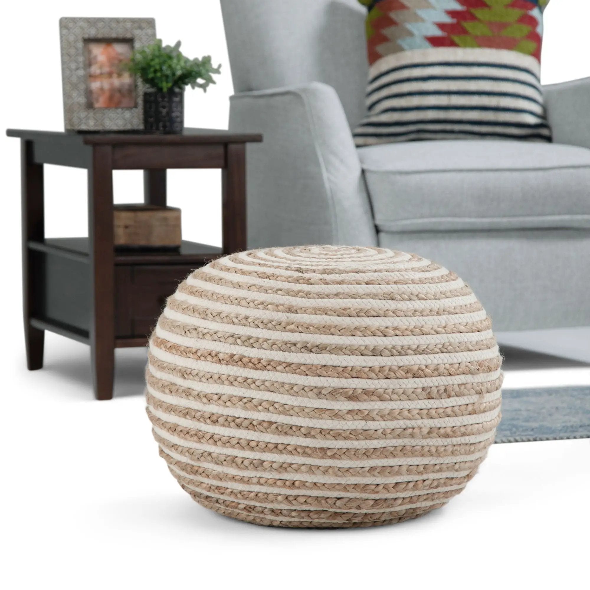 Yolanda - Round Pouf - Natural by Unique Piece Furniture