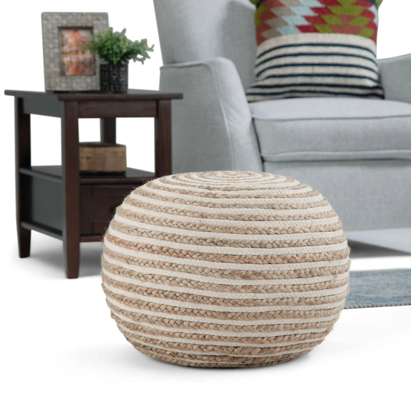 Yolanda - Round Pouf - Natural by Unique Piece Furniture