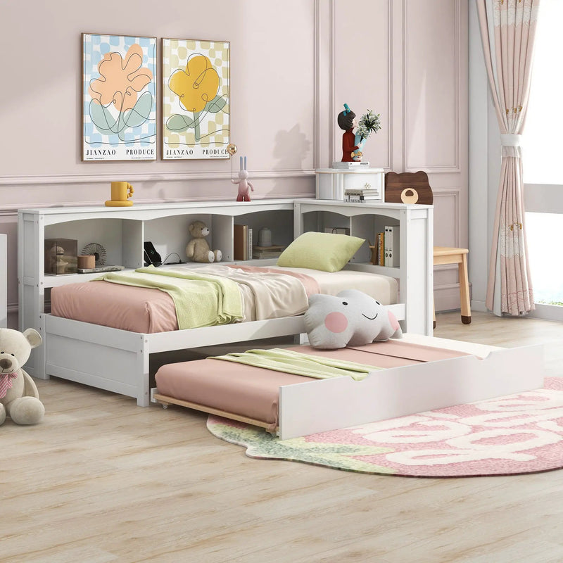 Daybed With Trundle, Storage Cabinets, USB Ports by HouseOfZazla