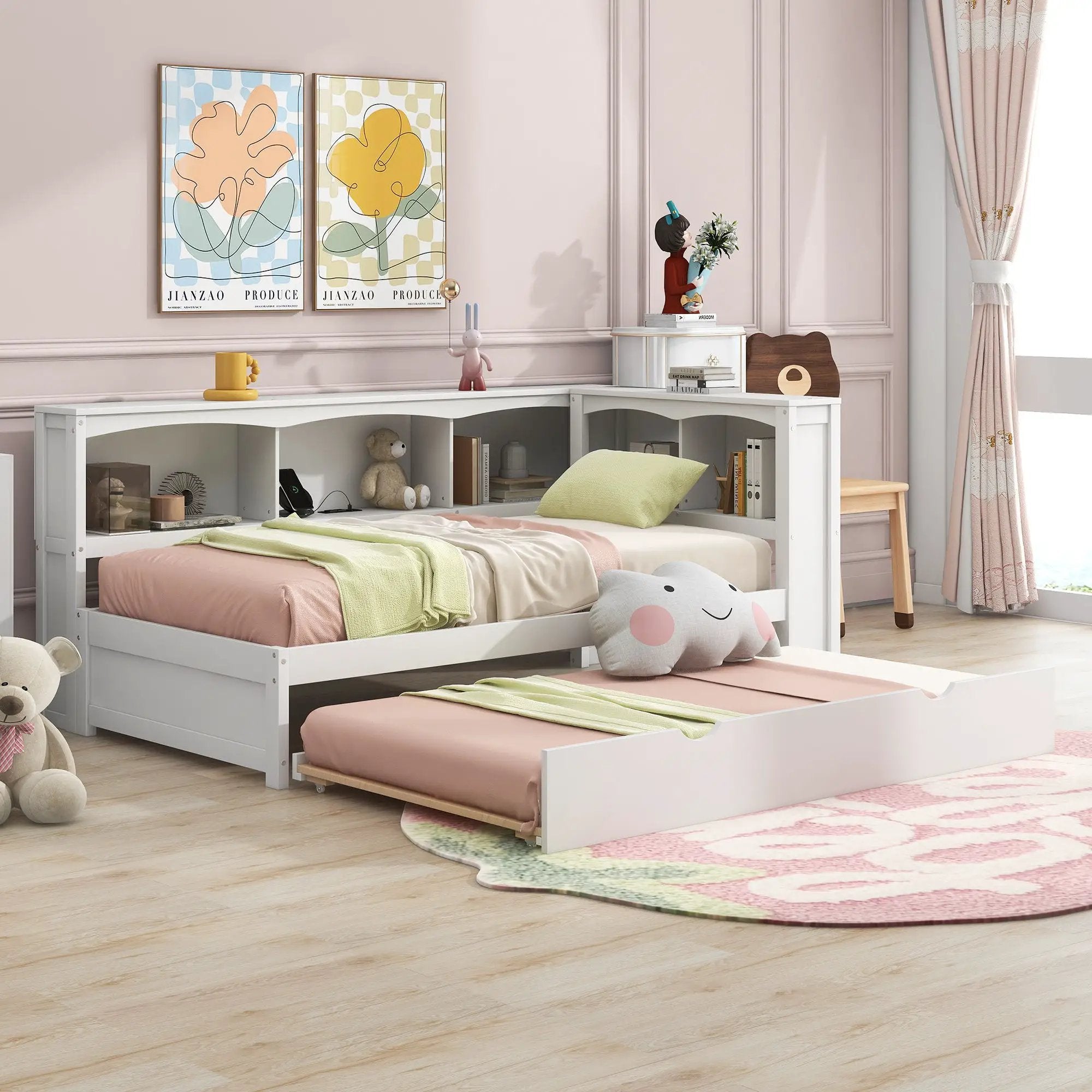 Daybed With Trundle, Storage Cabinets, USB Ports by Unique Piece Furniture