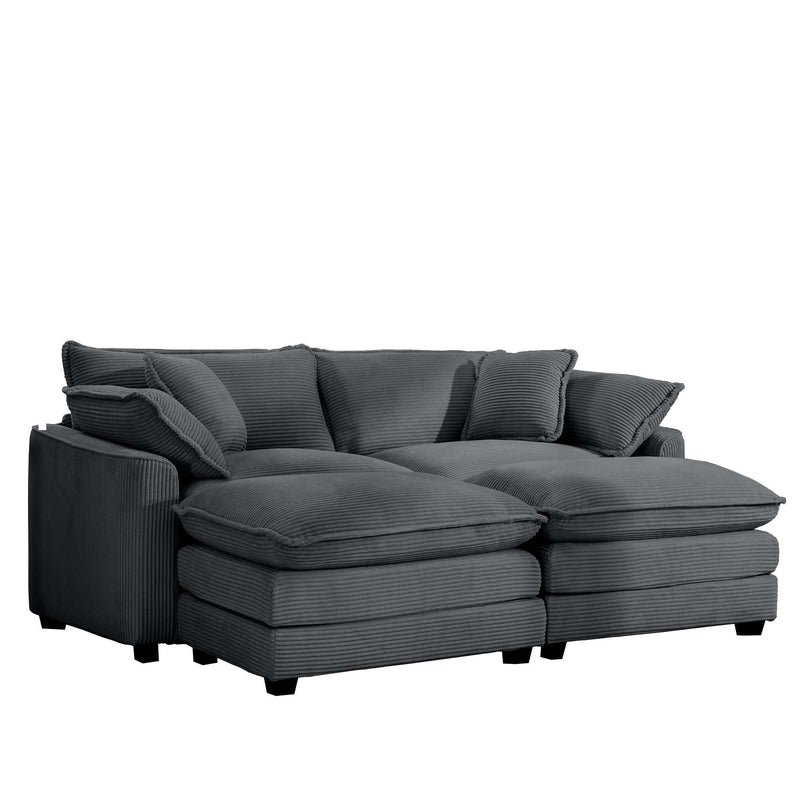 Modern Oversized Modular Cushion Sofa With Ottoman, Low Back, Deep Seating Sofa Set by Unique Piece Furniture