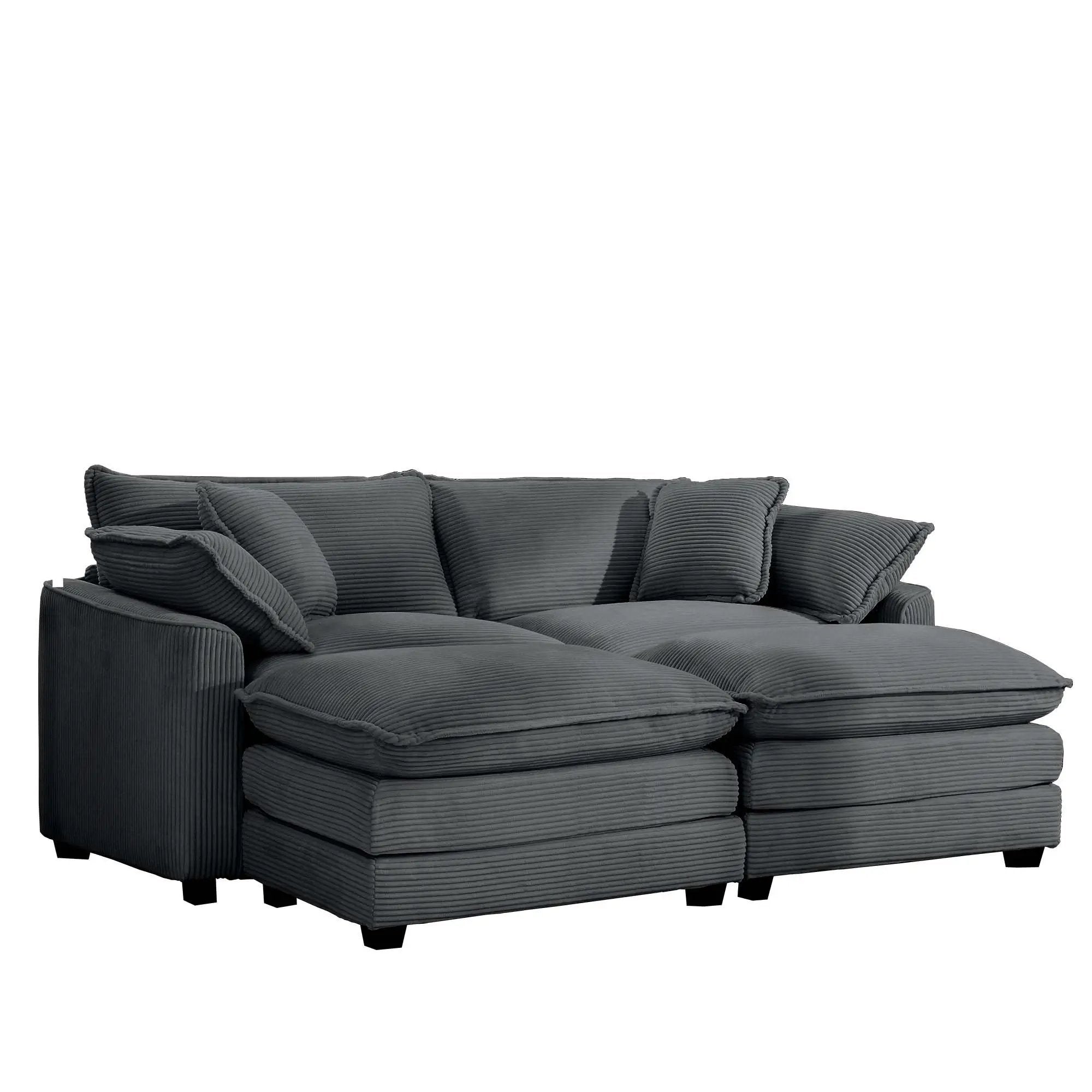 Modern Oversized Modular Cushion Sofa With Ottoman, Low Back, Deep Seating Sofa Set by HouseOfZazla