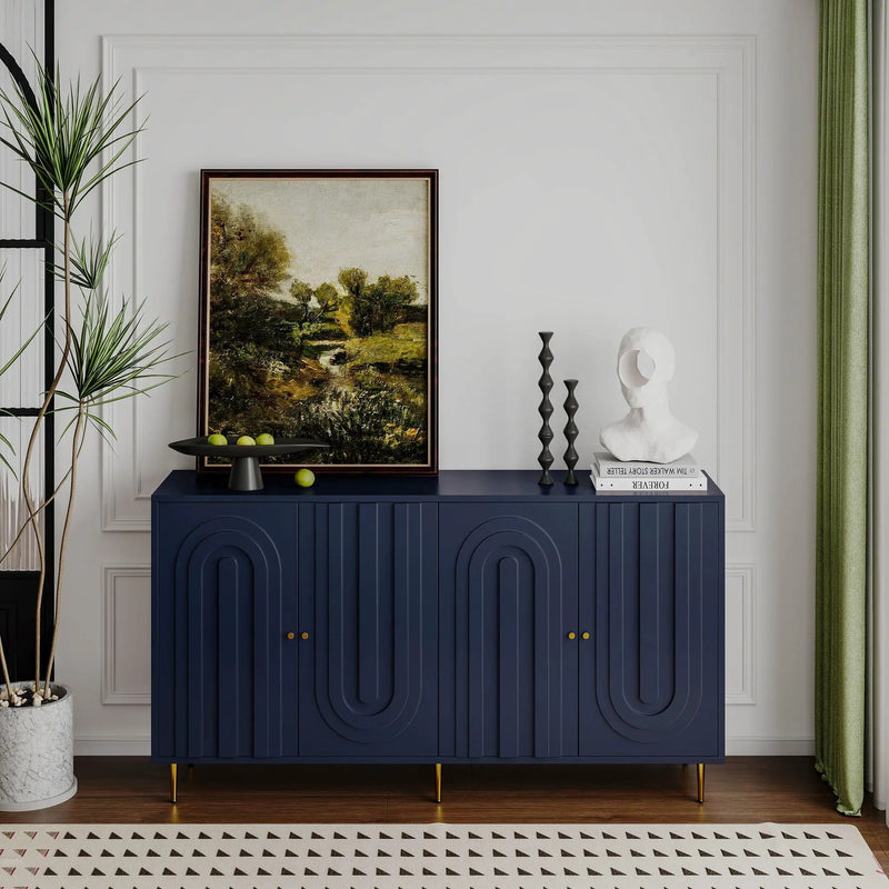 Modern Lacquered 4 Door Cabinet Sideboard Buffet Server Cabinet Storage Cabinet, For Living Room, Entryway, Hallway, Office, Kitchen And Dining Room by HouseOfZazla