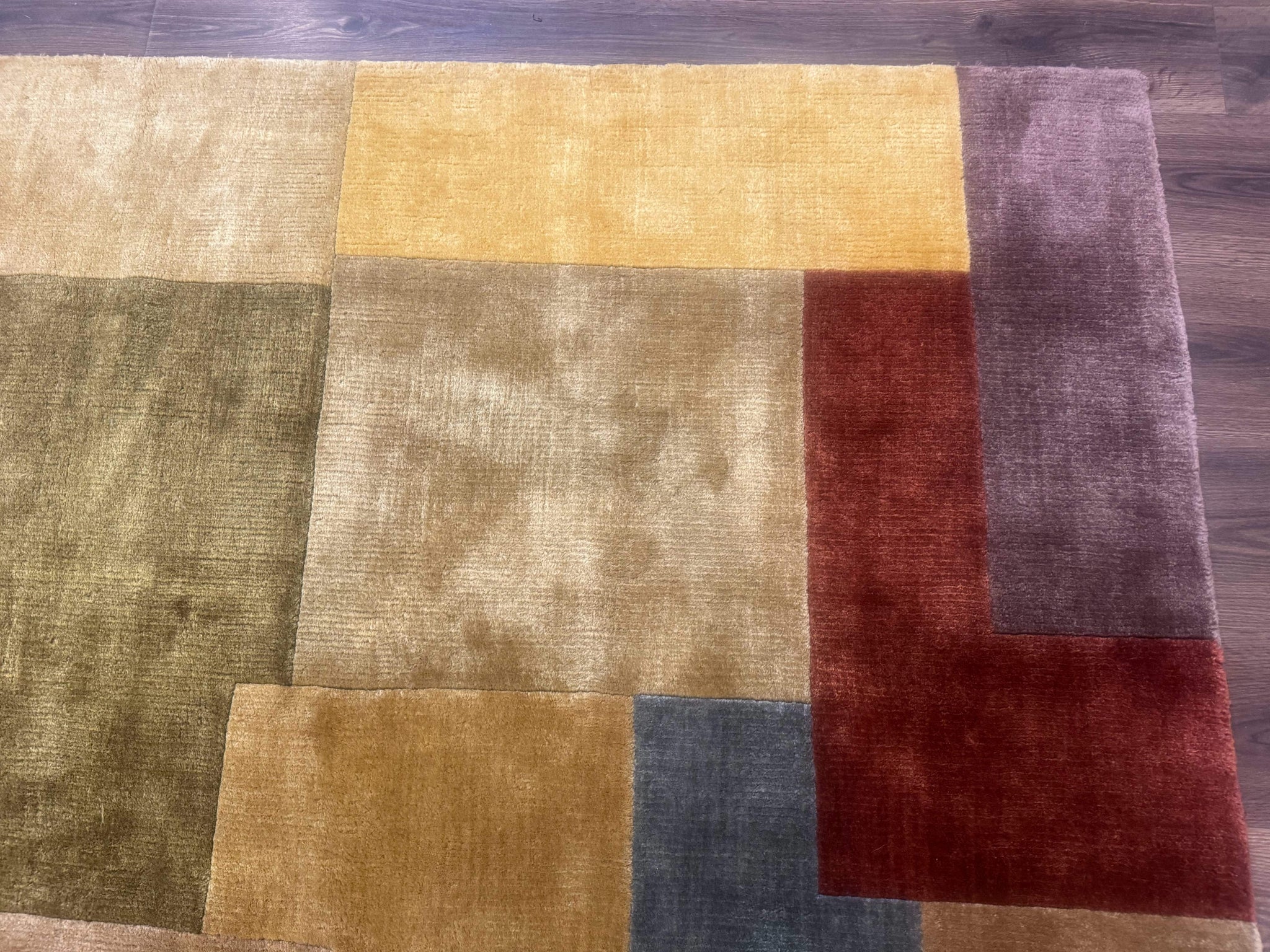 Modern Tibetan Wool Rug 8x10, Multicolor, Thick Pile, Contemporary, Nepali, Handmade by Jewel Rugs