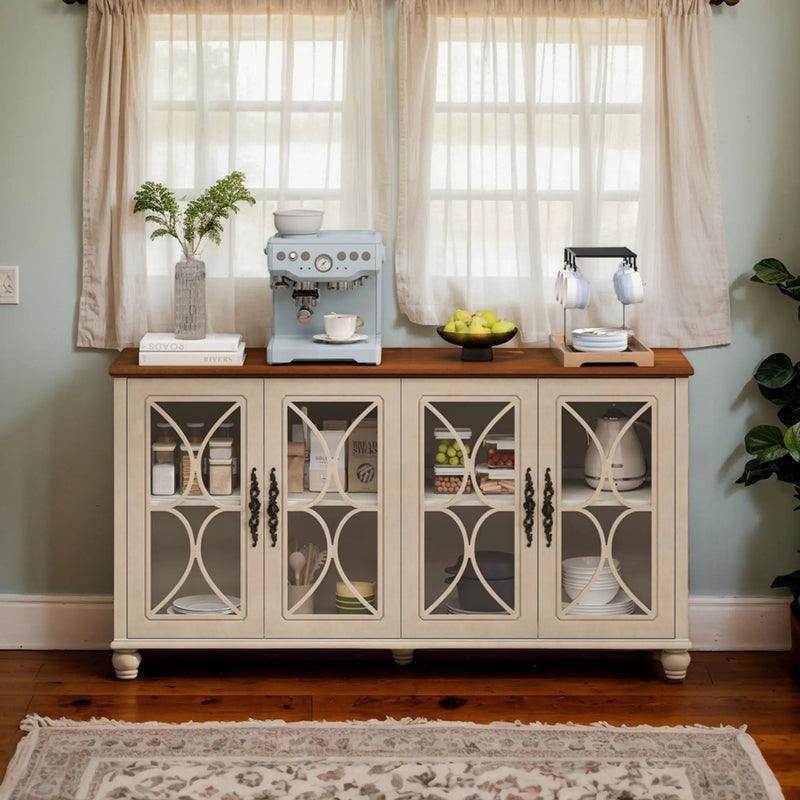 Elegant 4 Door Cabinet With Tempered Glass Doors by HouseOfZazla